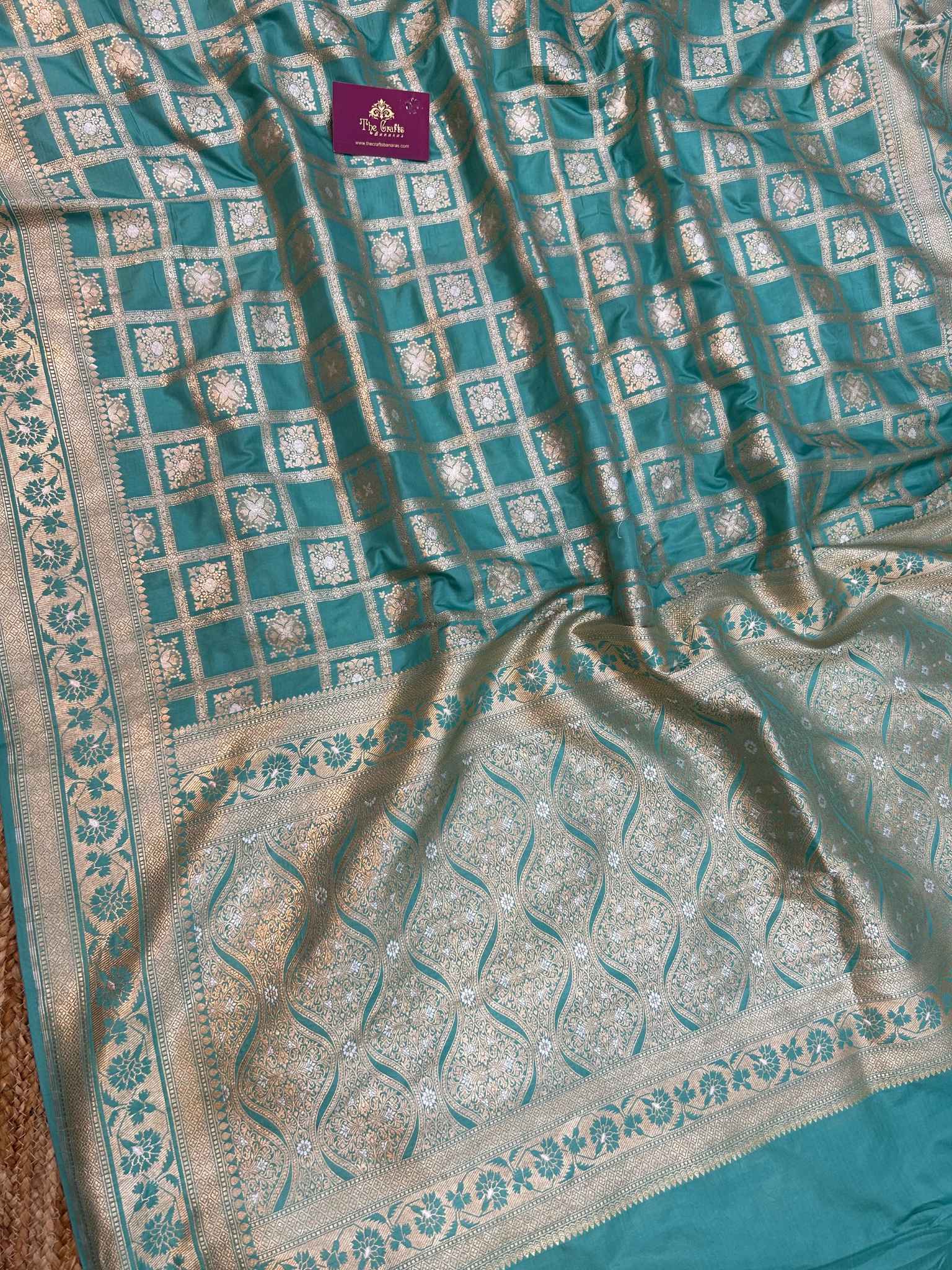 Pure Katan Silk Handloom Banarasi Saree - All over Sona Roopa Jaal work