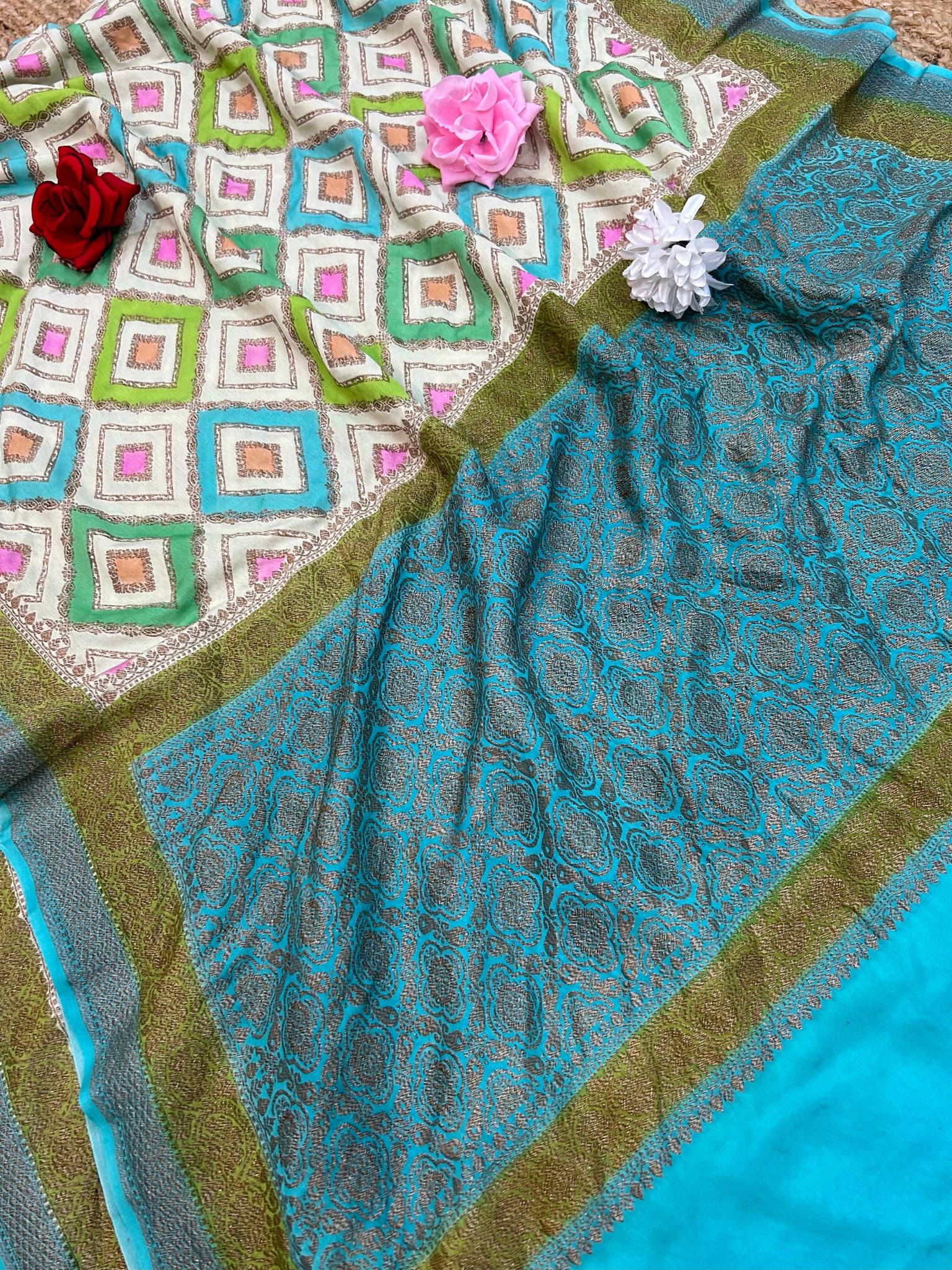 Pure Crepe Georgette Banarasi Saree - Antique Zari