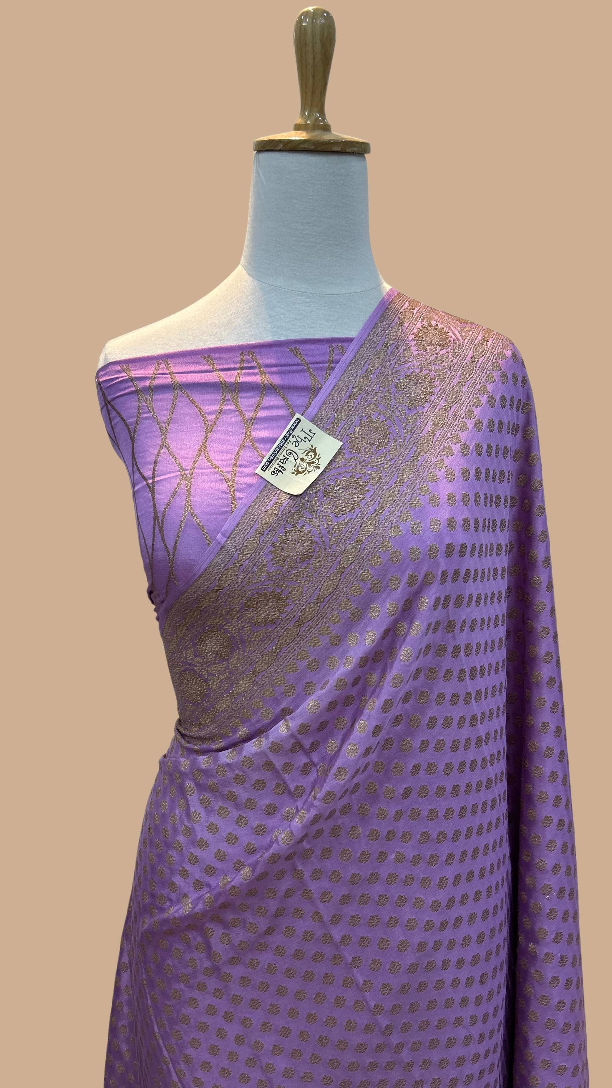Pure Crepe Georgette Banarasi Saree - Antique Zari