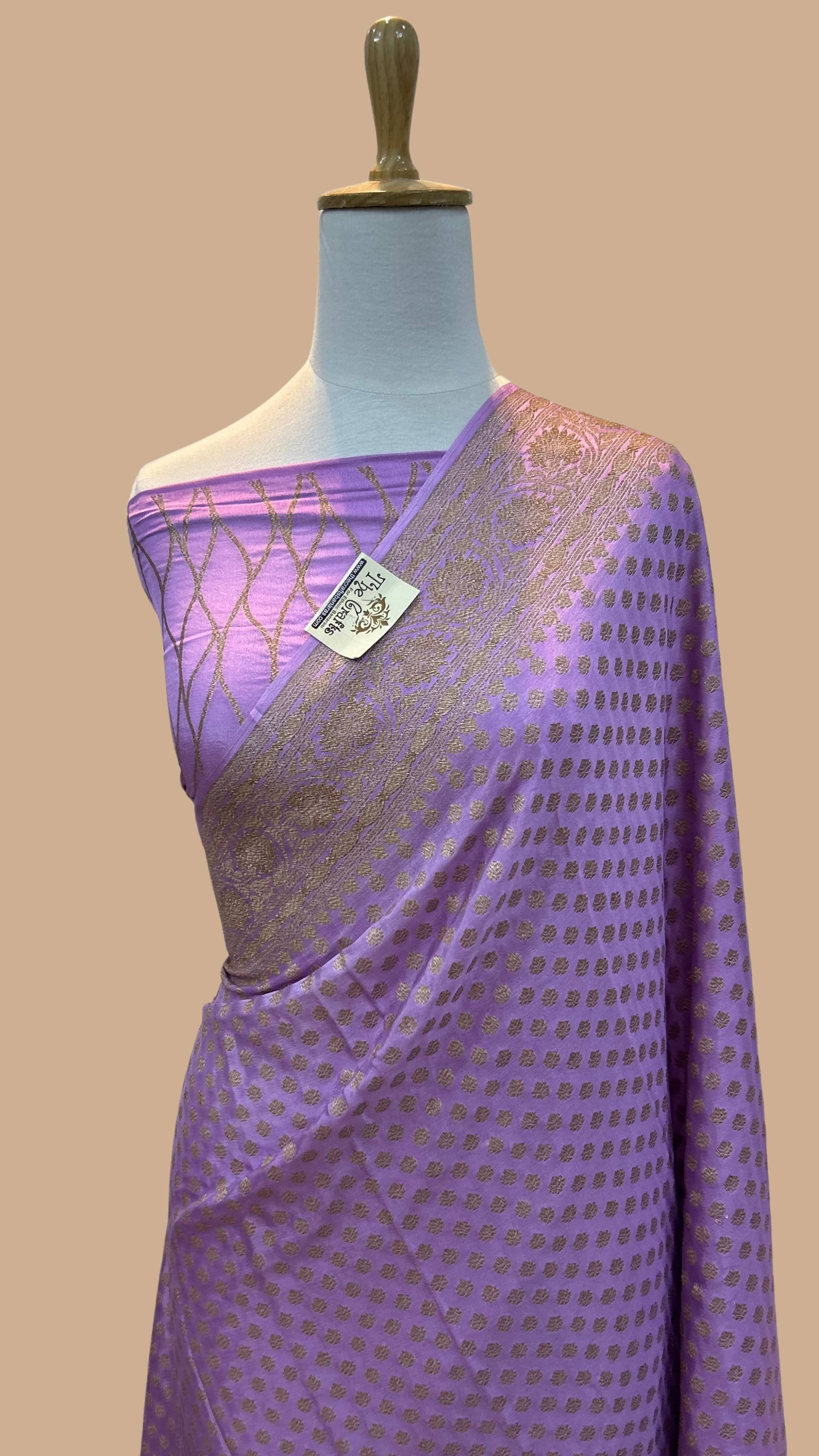 Pure Crepe Georgette Banarasi Saree - Antique Zari