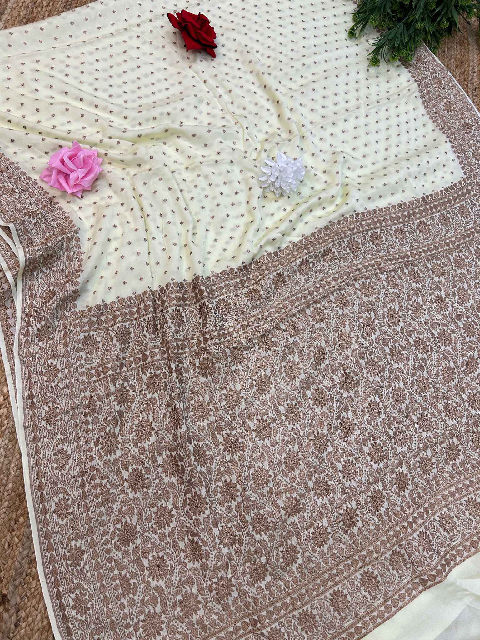 Pure Crepe Georgette Banarasi Saree - Antique Zari