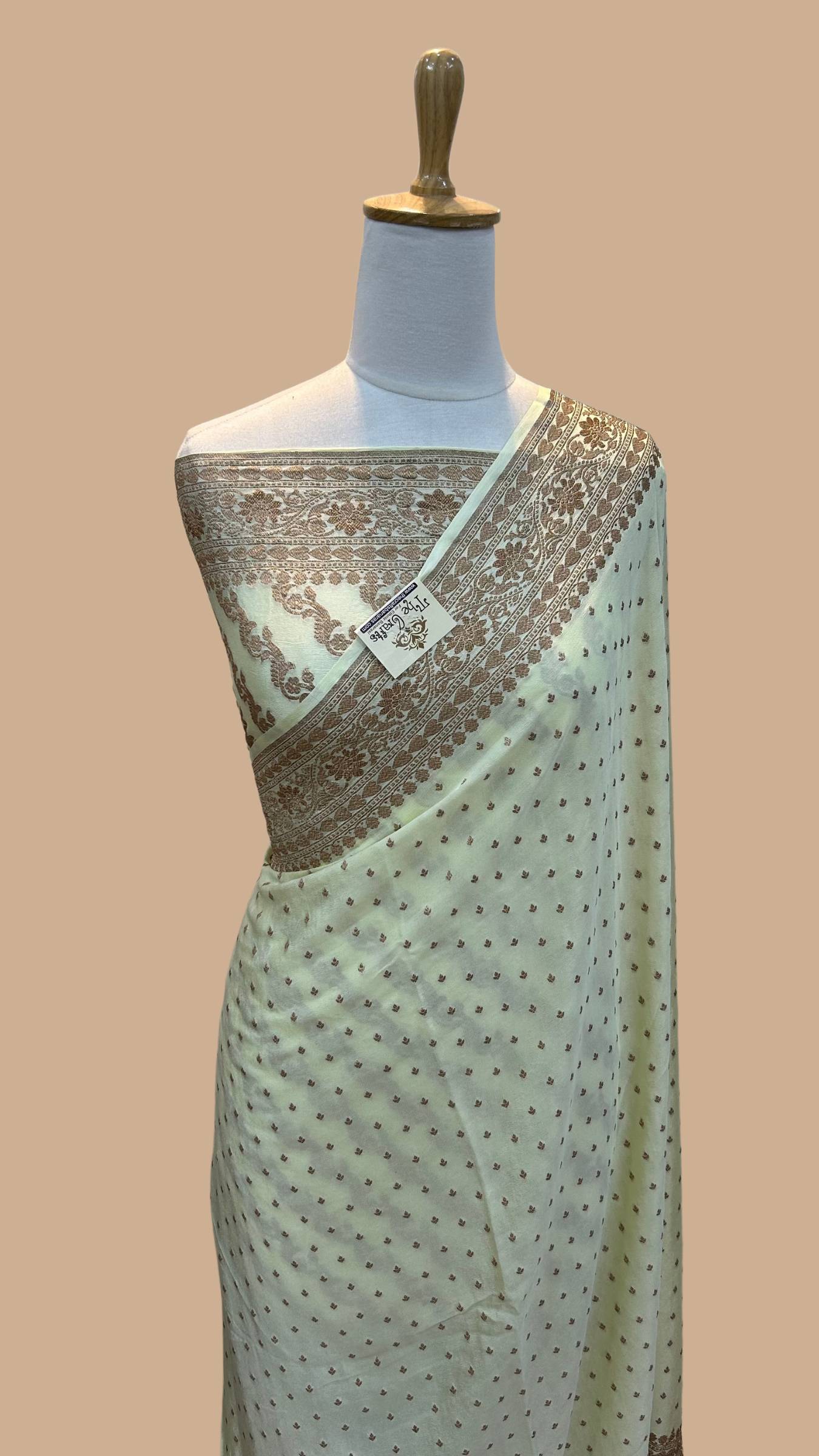 Pure Crepe Georgette Banarasi Saree - Antique Zari