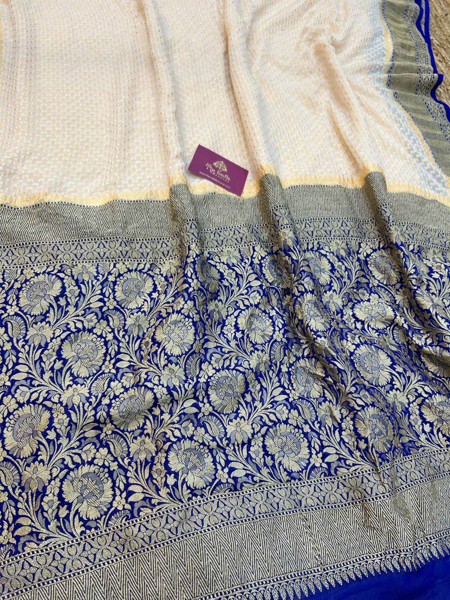 Khaddi Georgette Banarasi Saree - Gold Zari