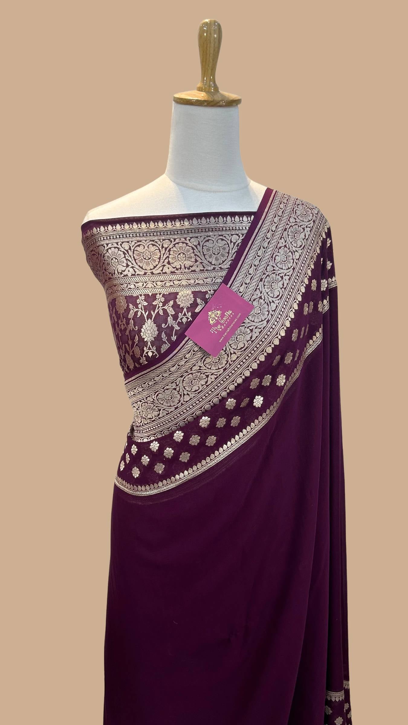 Khaddi Georgette Handloom Banarasi Saree