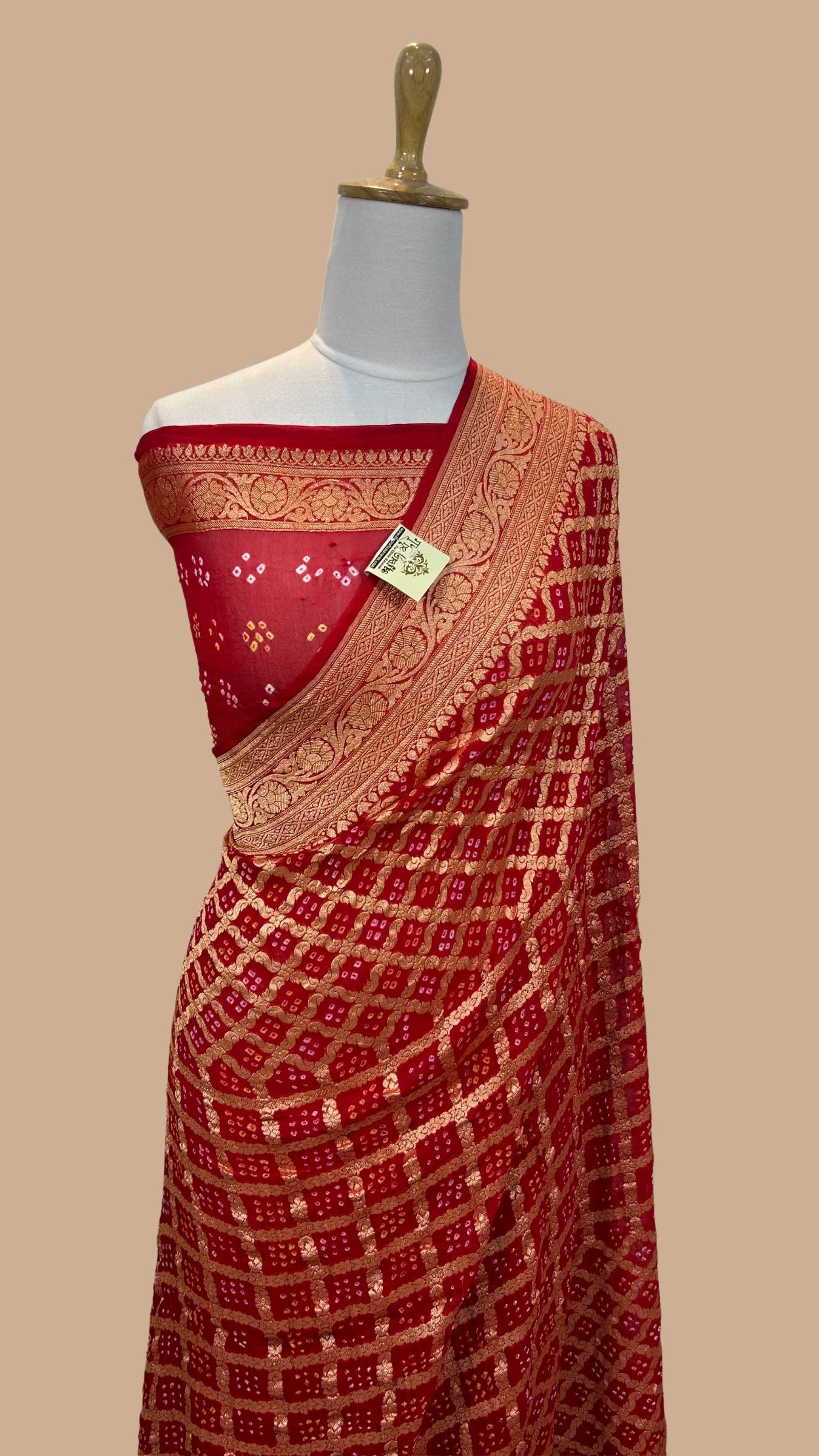 Pure Georgette Banarasi Handloom Bandhej Saree