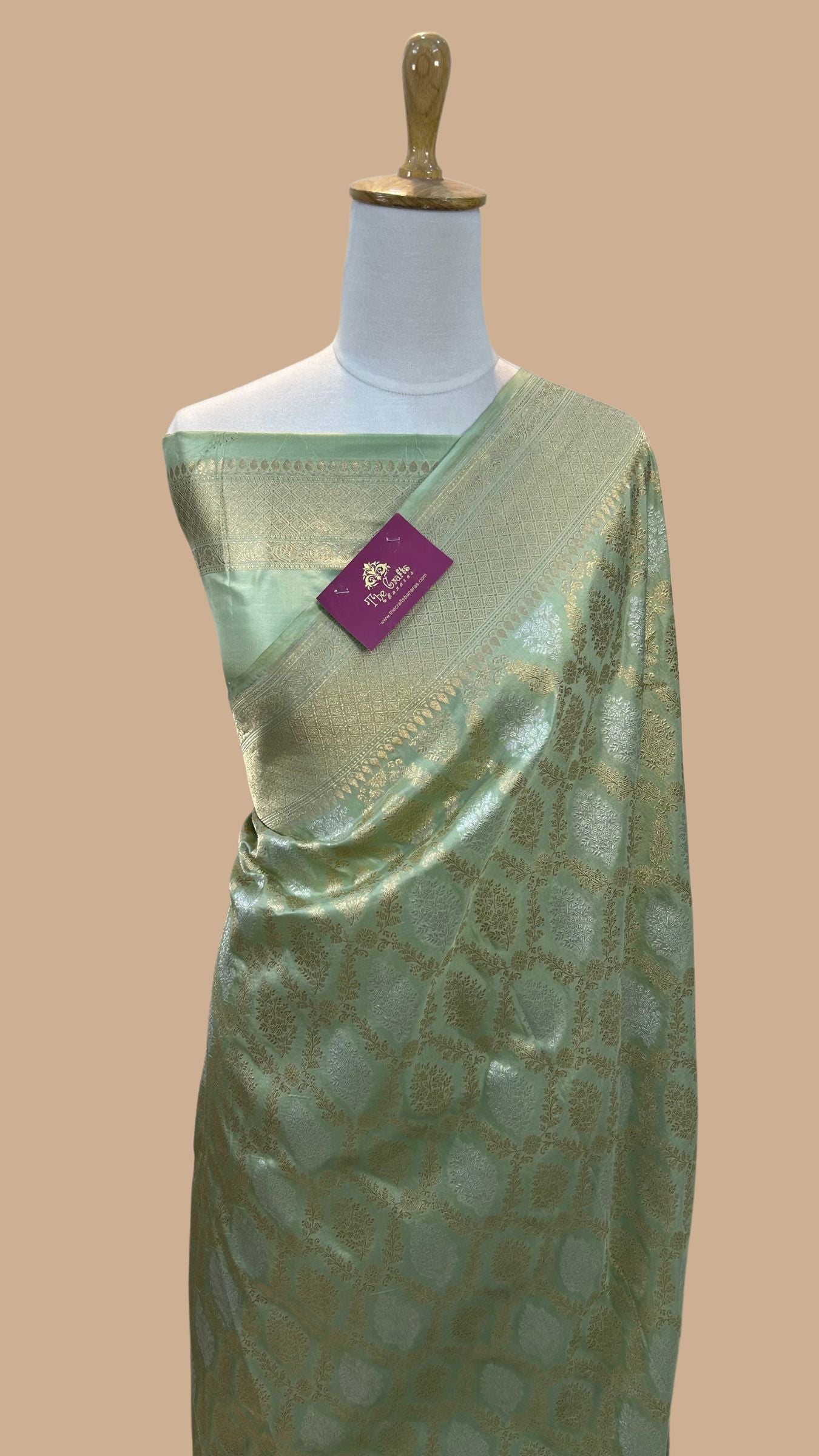 Pure Katan Silk Handloom Banarasi Saree - All over Sona Roopa Jaal work