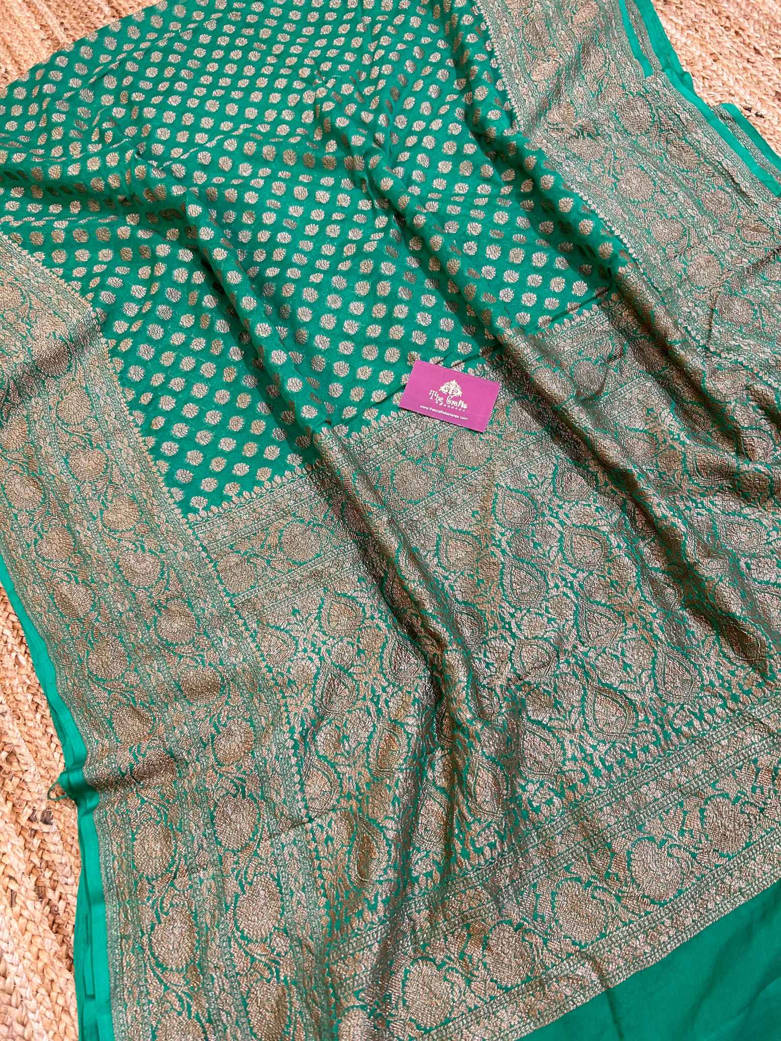 Khaddi Georgette Banarasi Saree - Antique Zari