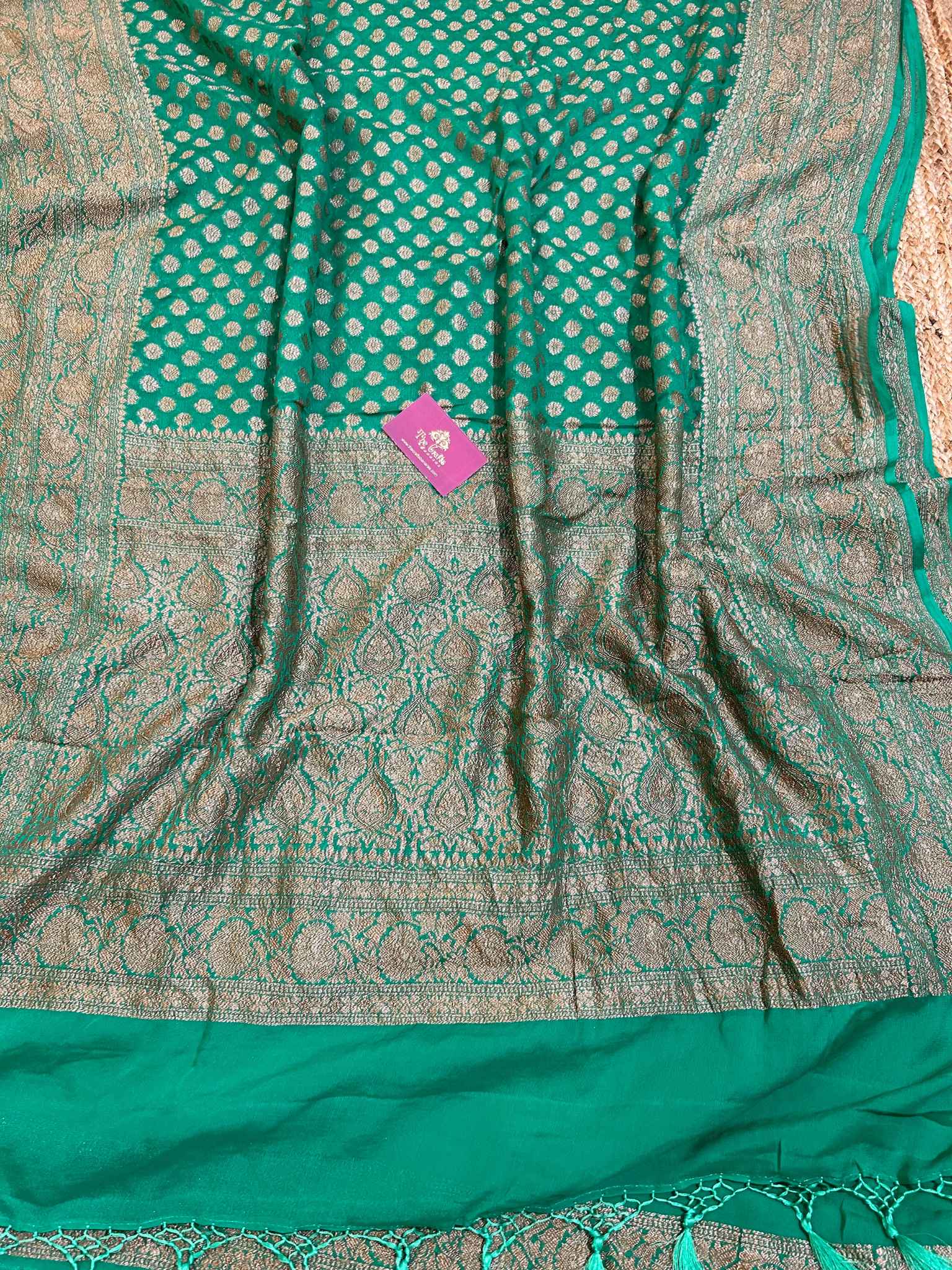 Khaddi Georgette Banarasi Saree - Antique Zari