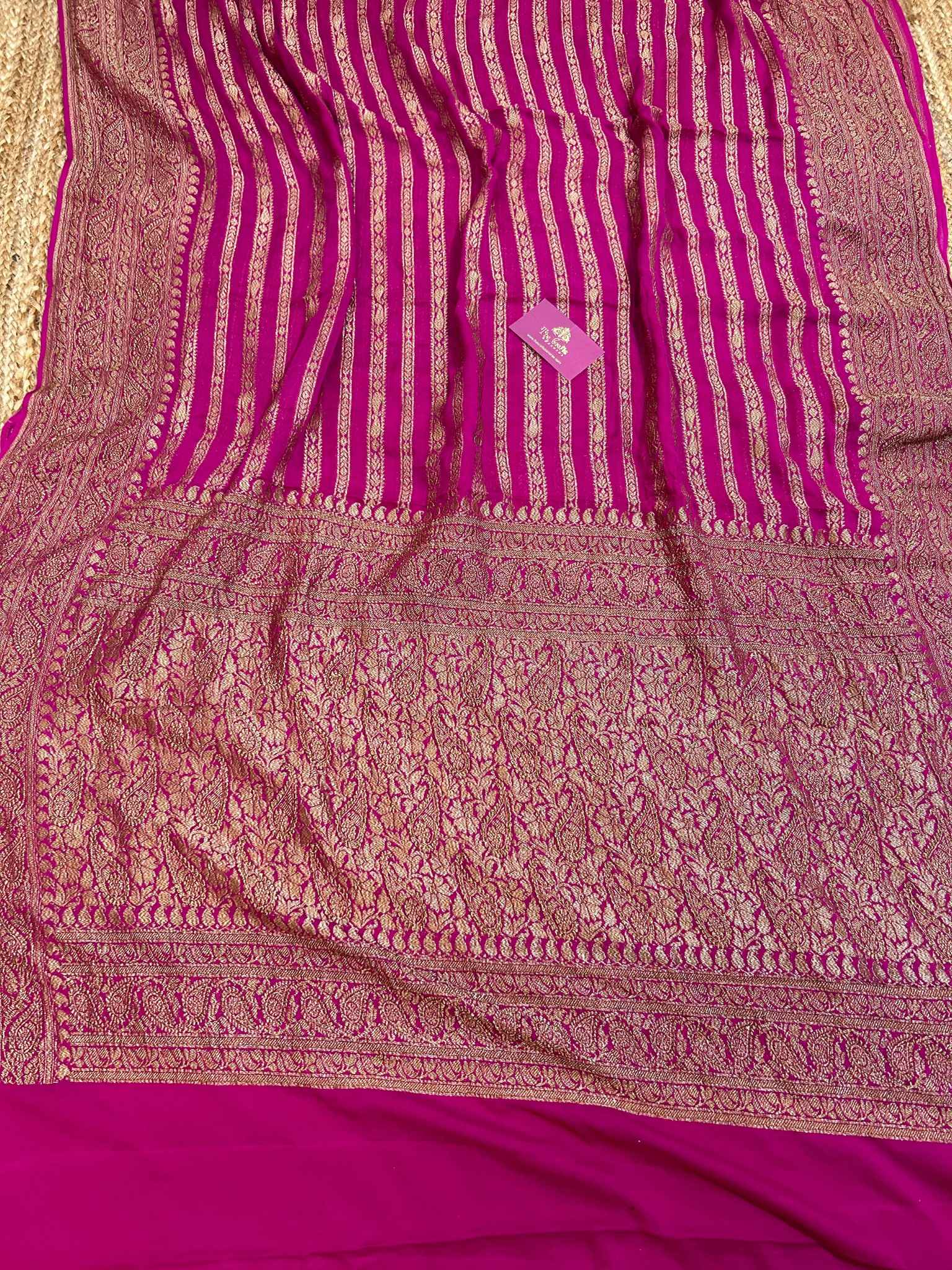 Khaddi Georgette Banarasi Saree - Antique Zari