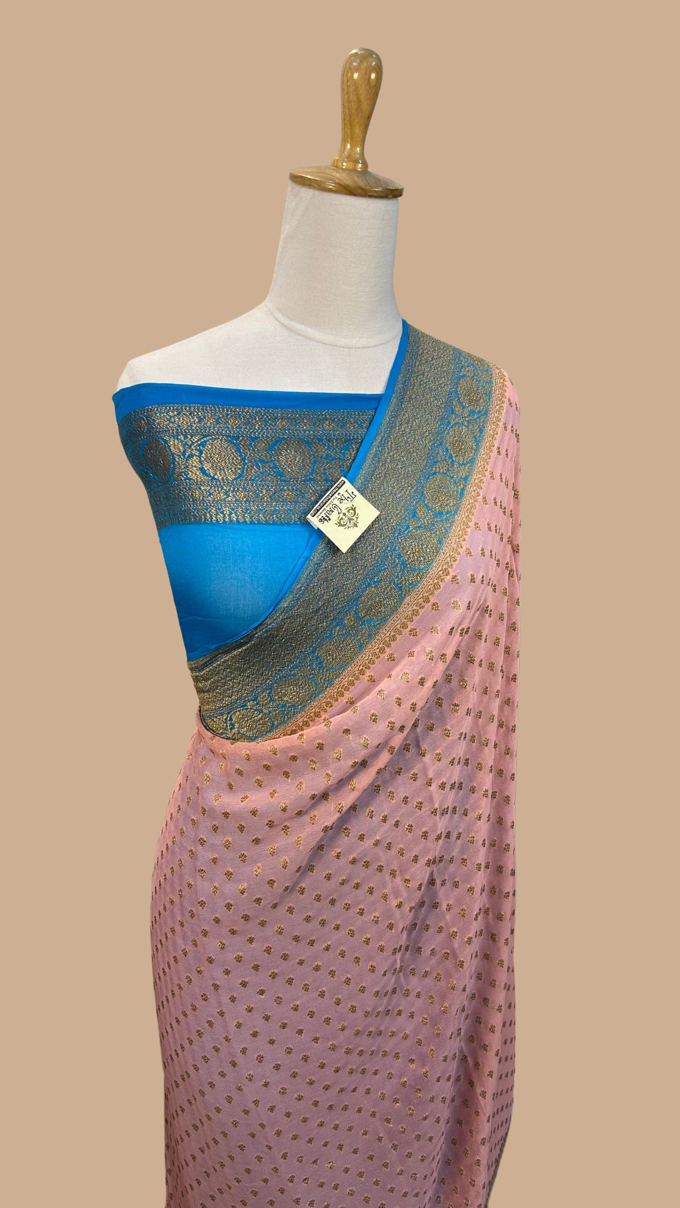 Khaddi Georgette Banarasi Saree - Antique Zari