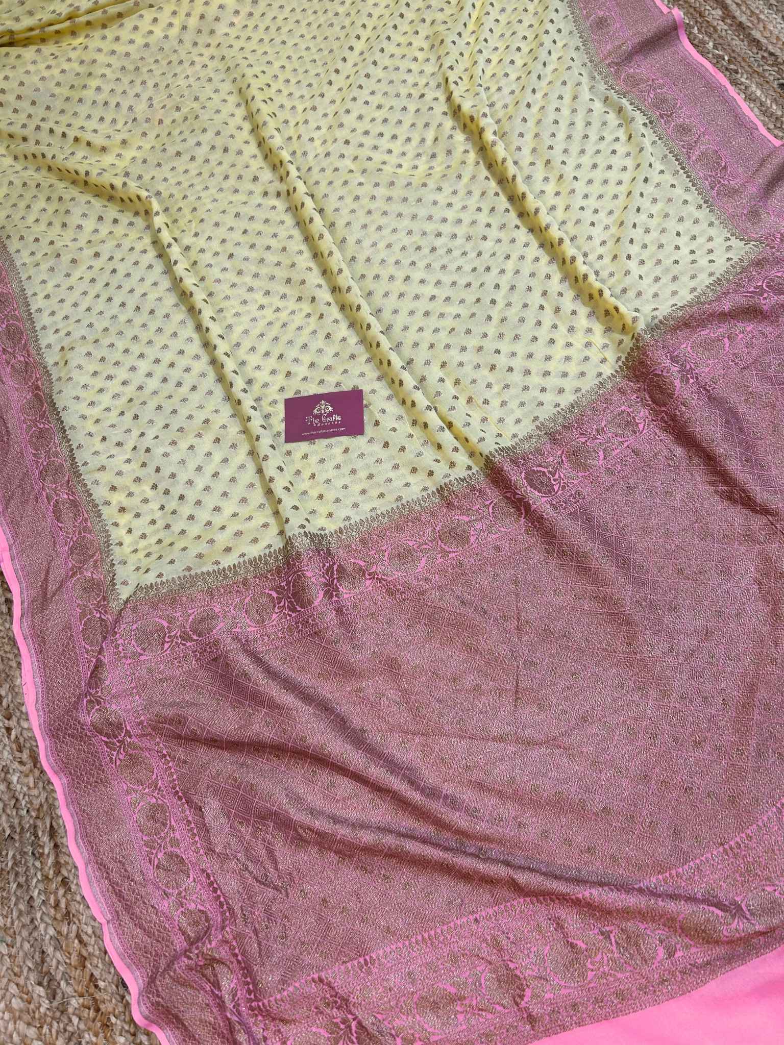 Khaddi Georgette Banarasi Saree - Antique Zari