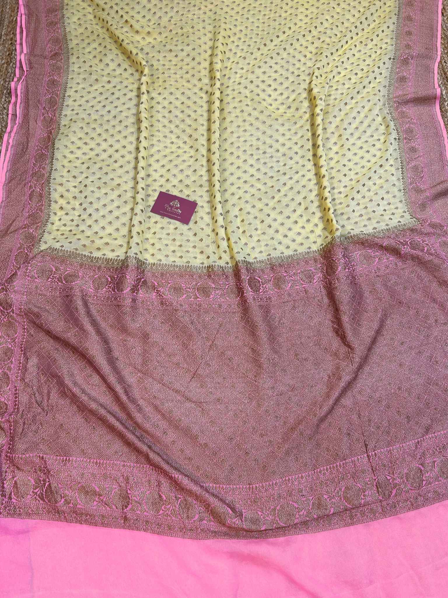 Khaddi Georgette Banarasi Saree - Antique Zari