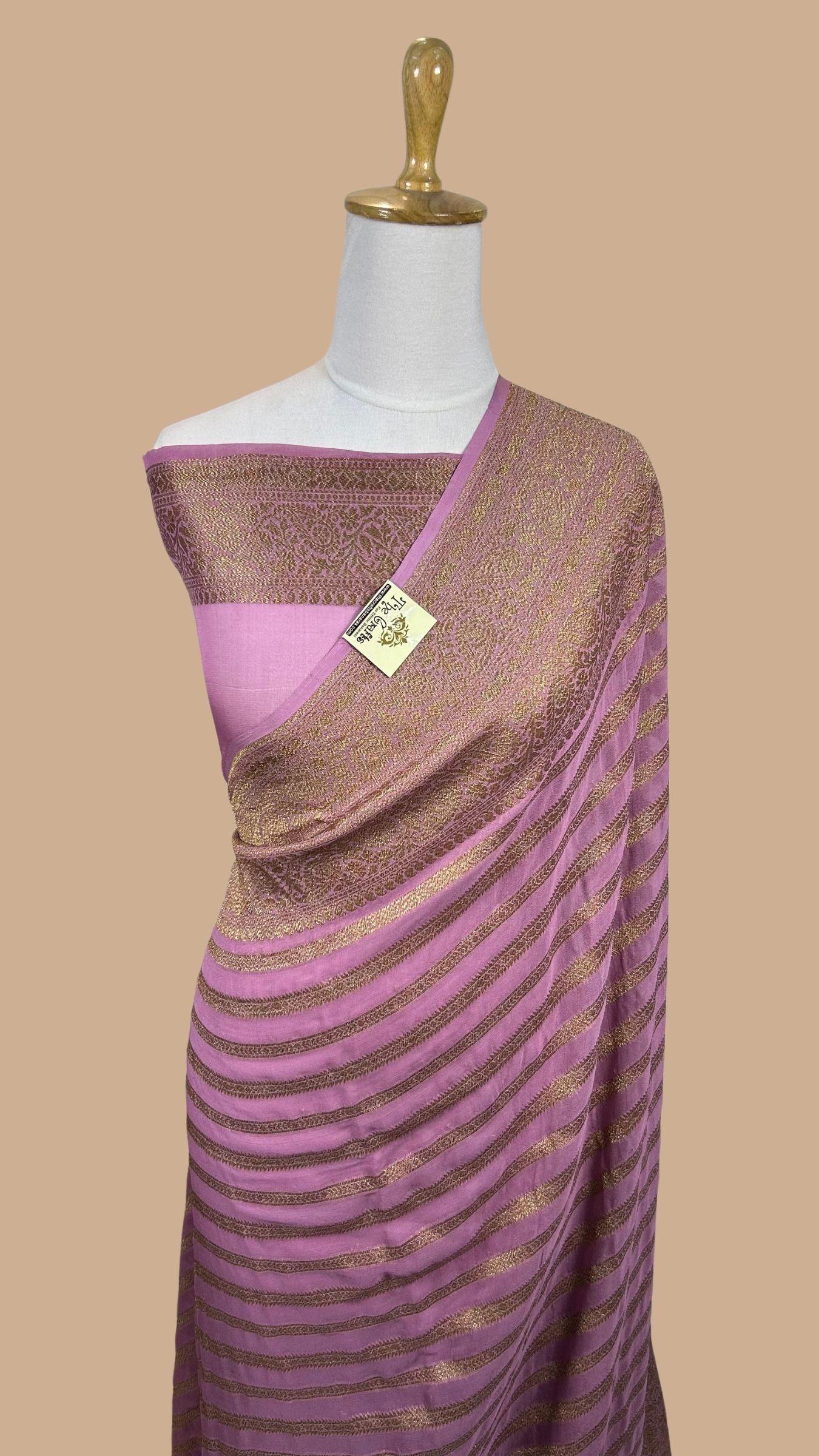 Khaddi Georgette Banarasi Saree - Antique Zari