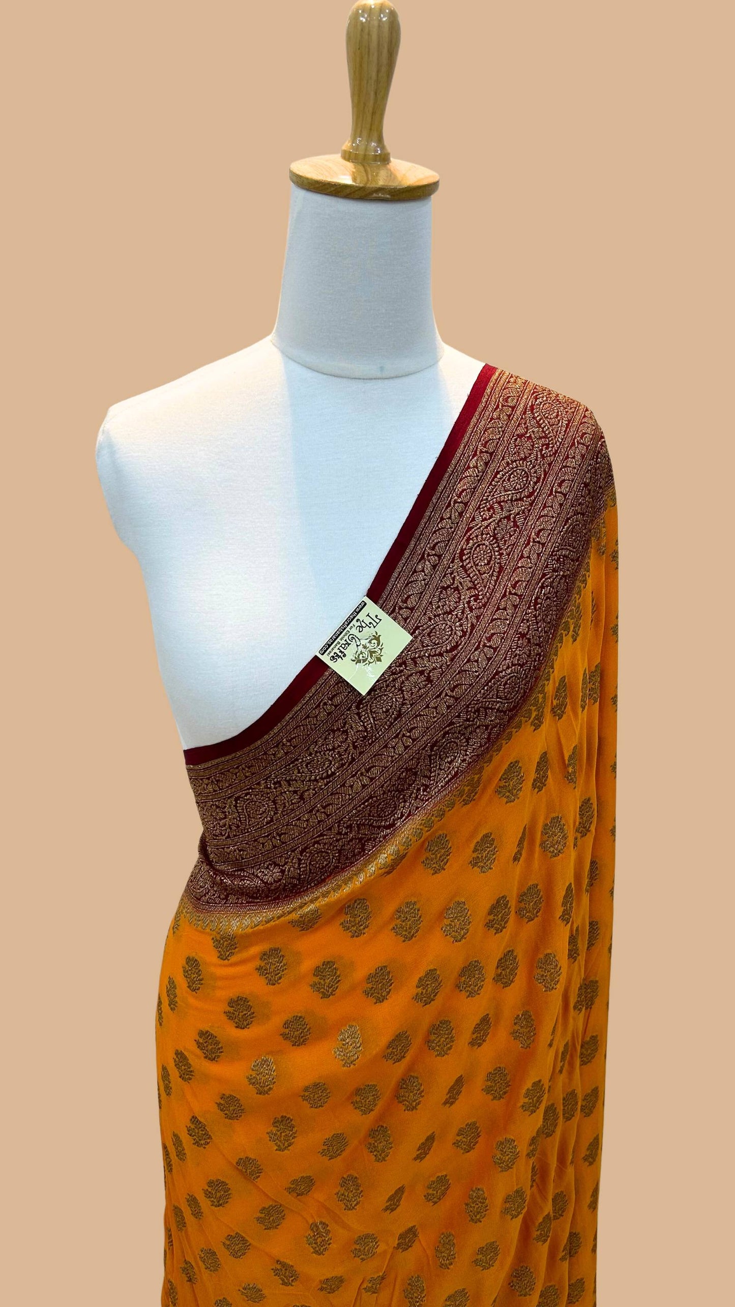Khaddi Georgette Banarasi Saree - Antique Zari