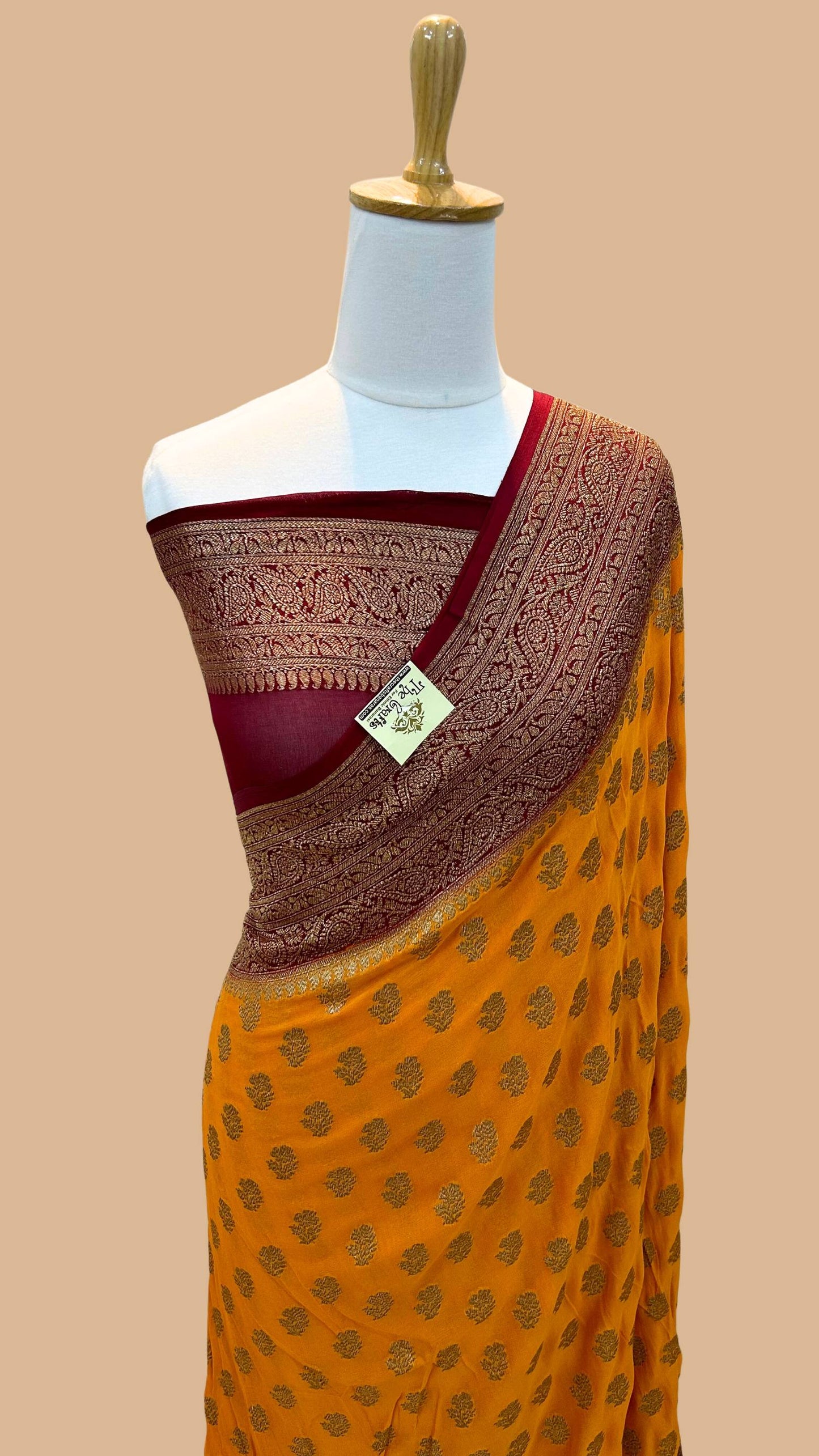 Khaddi Georgette Banarasi Saree - Antique Zari