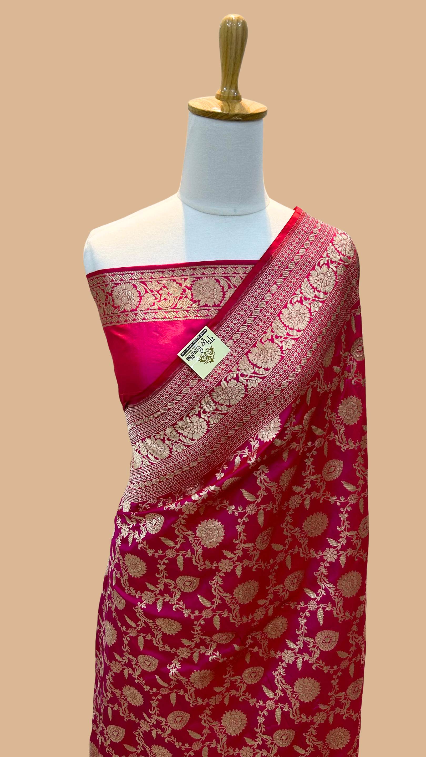 Pure Katan Silk Handloom Banarasi Saree - Jaal work