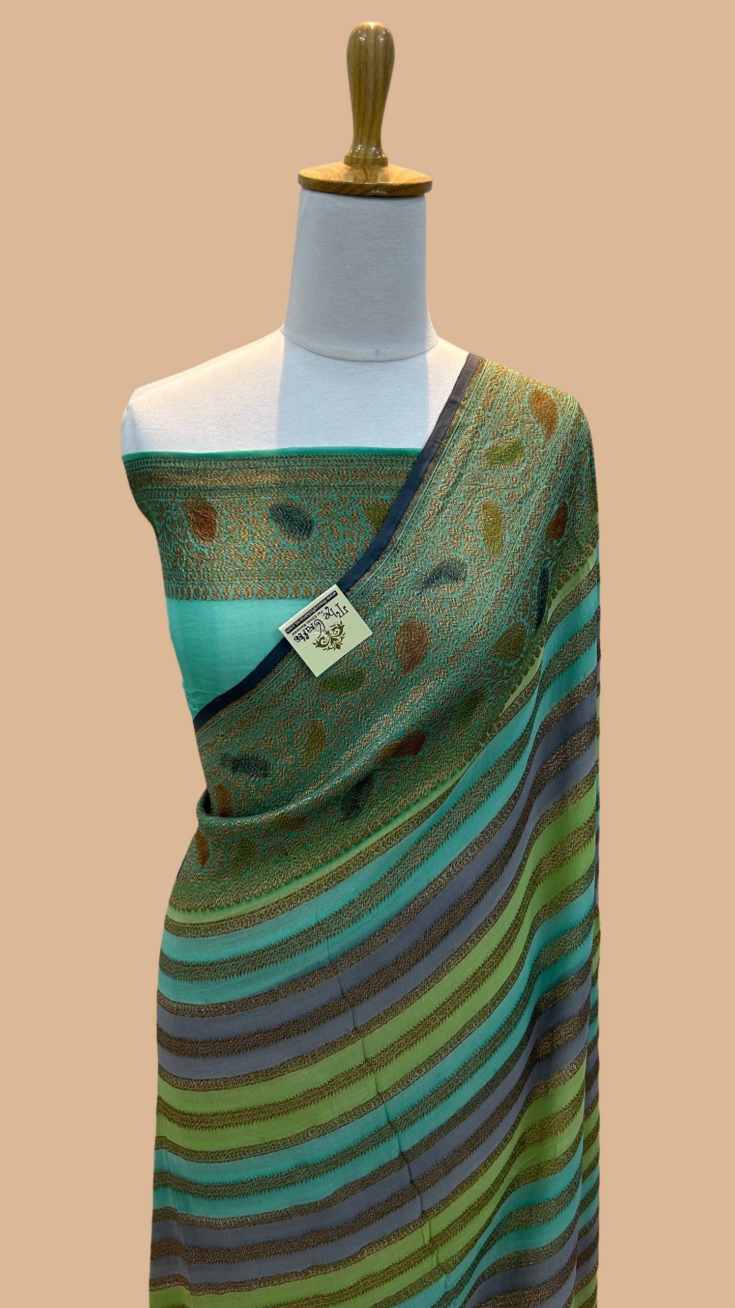 Khaddi Georgette Banarasi Saree - Antique Zari