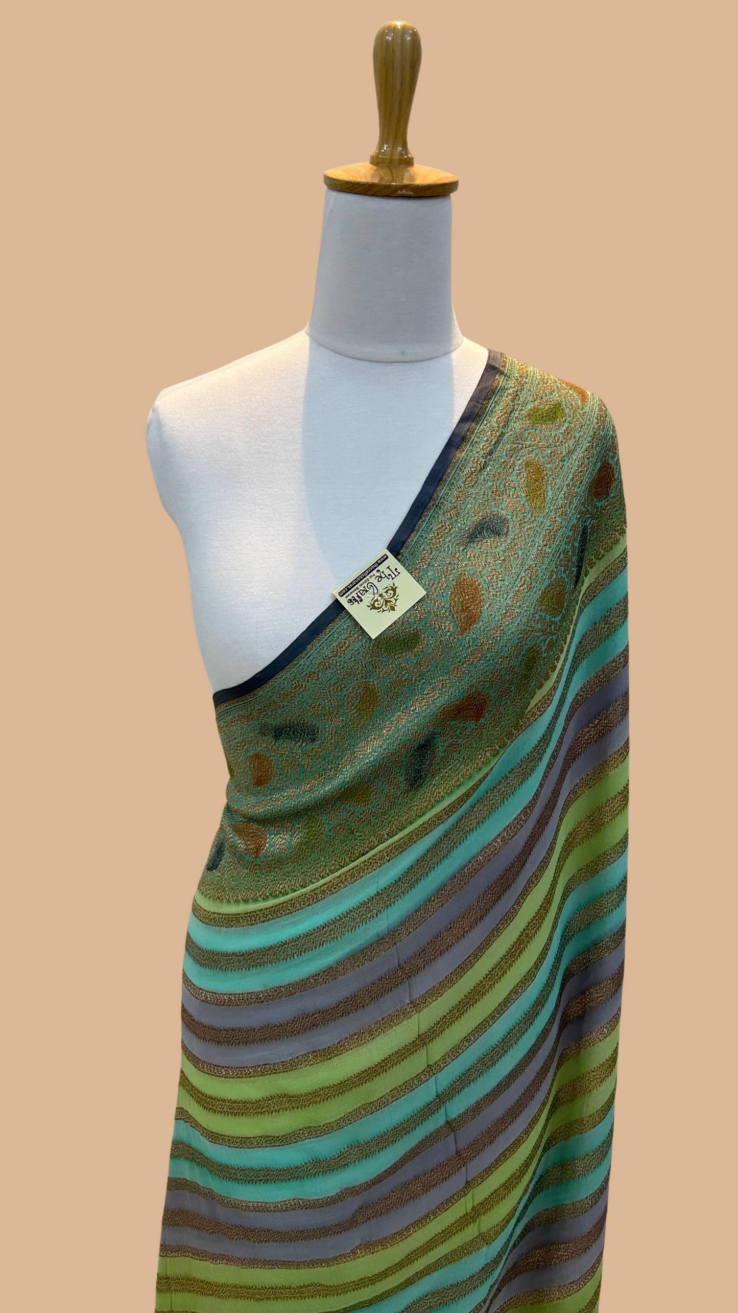 Khaddi Georgette Banarasi Saree - Antique Zari