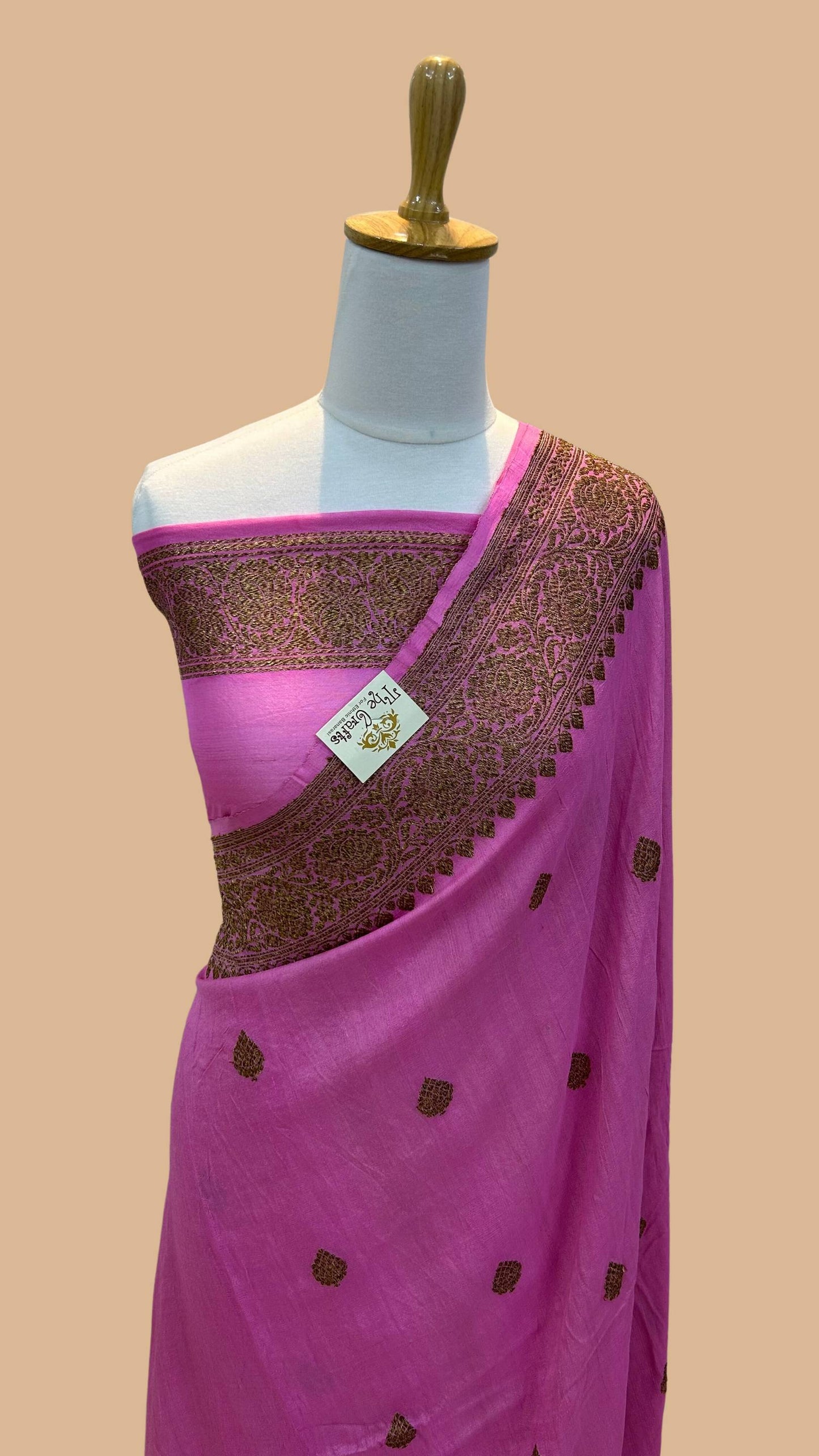 Tussar Georgette Handloom Banarasi Saree - Antique Zari
