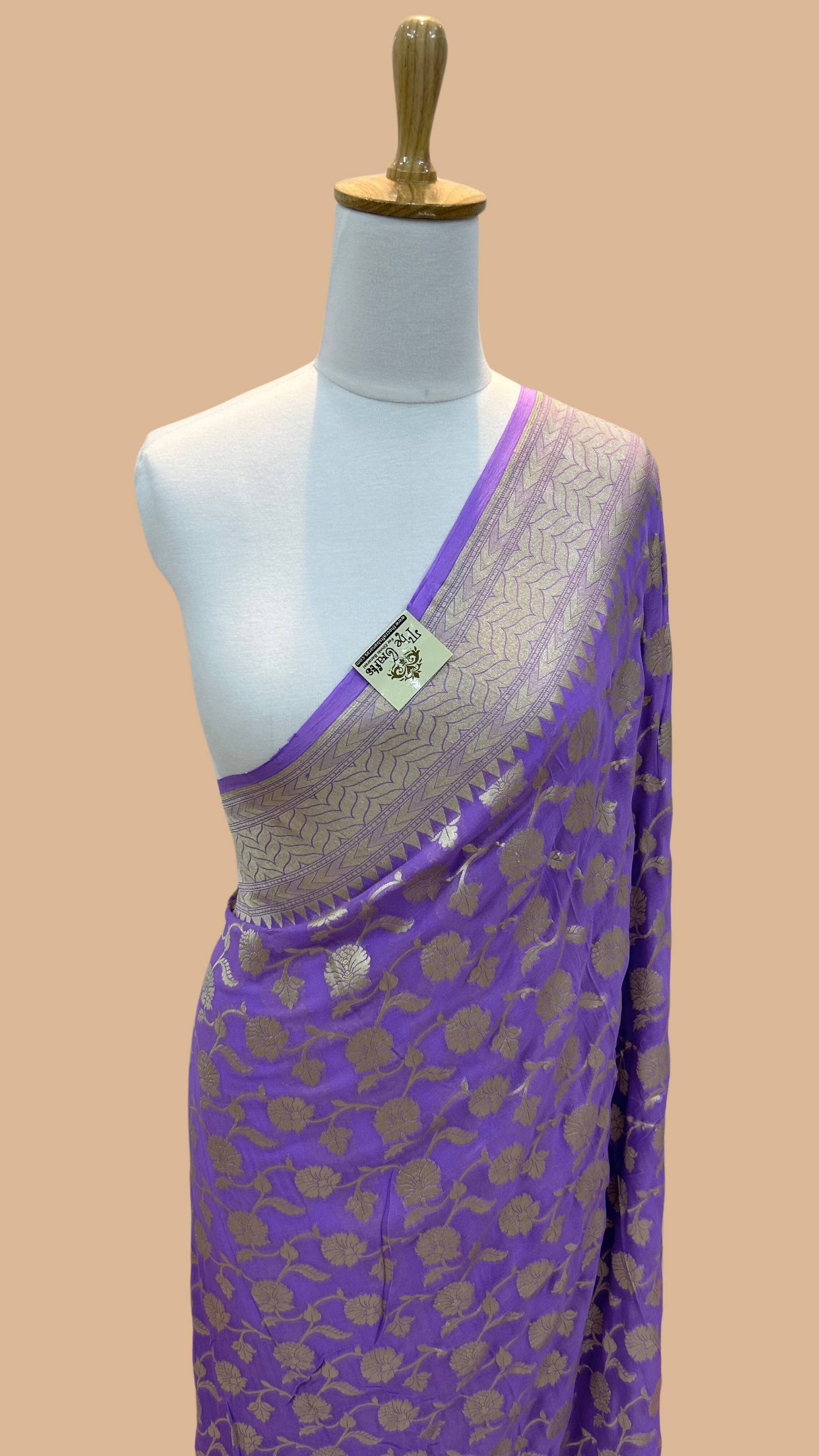 Khaddi Georgette Handloom Banarasi Saree - Water Zari
