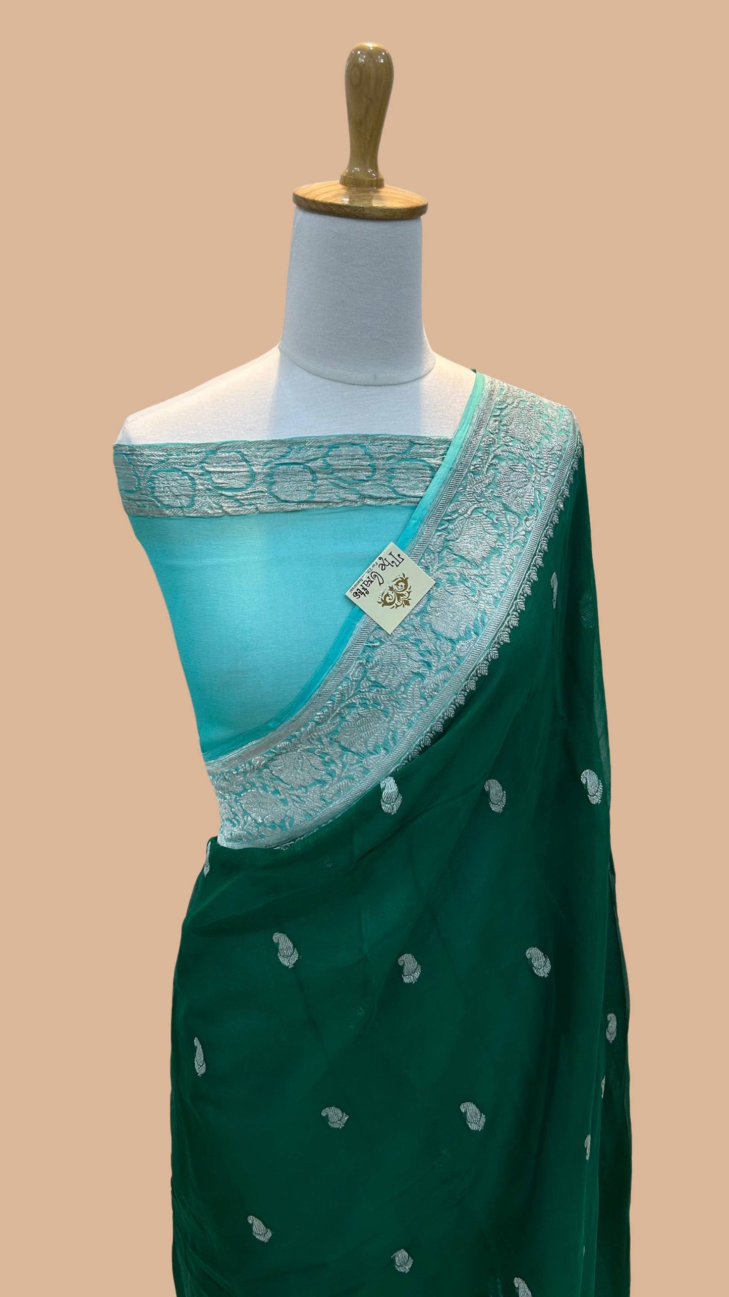 Pure Georgette Banarasi Handloom Saree - Silver Zari