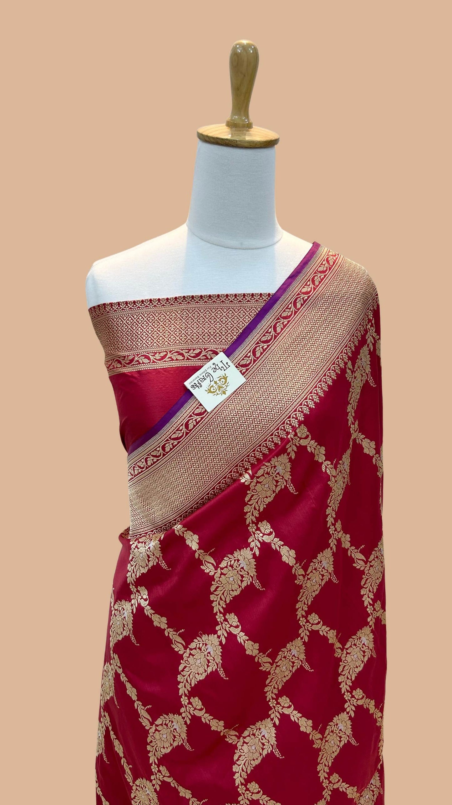 Pure Katan Silk Handloom Banarasi Saree - Kadhua jangla with sona roopa motifs