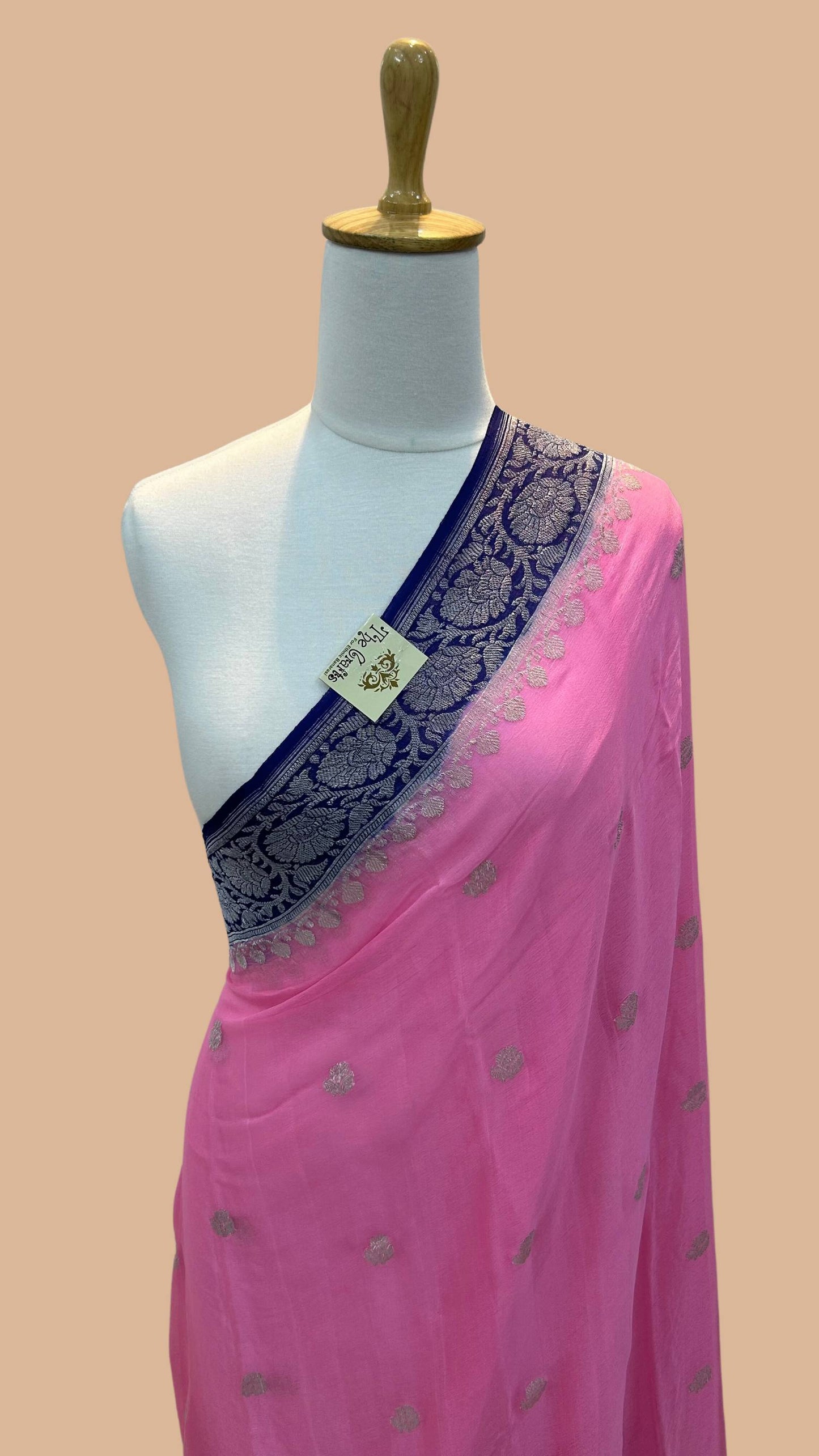 Pure Handloom Georgette Banarasi Saree - Silver Zari