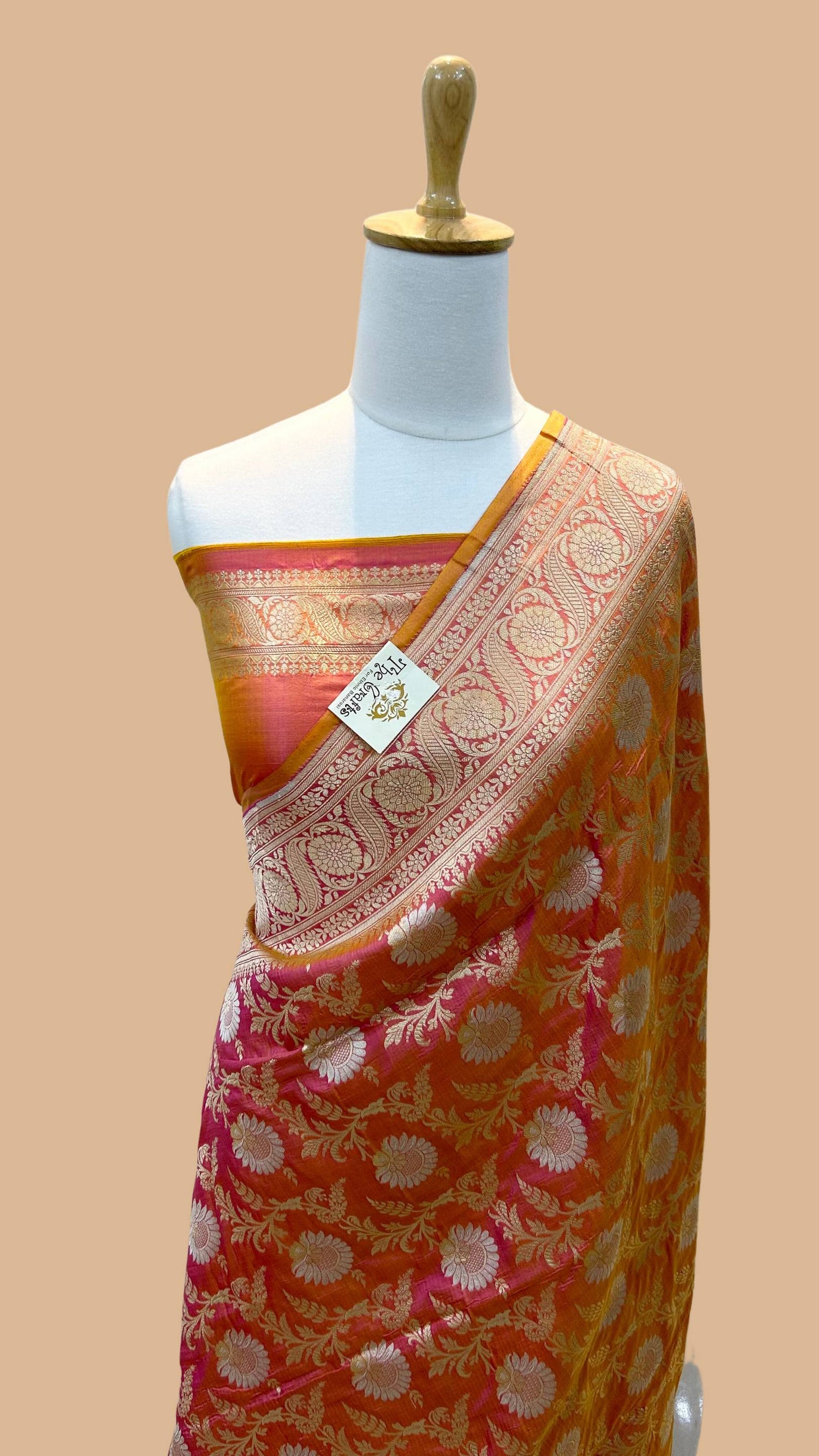 Pure Katan Silk Handloom Banarasi Saree - All over Sona roopa Jaal work