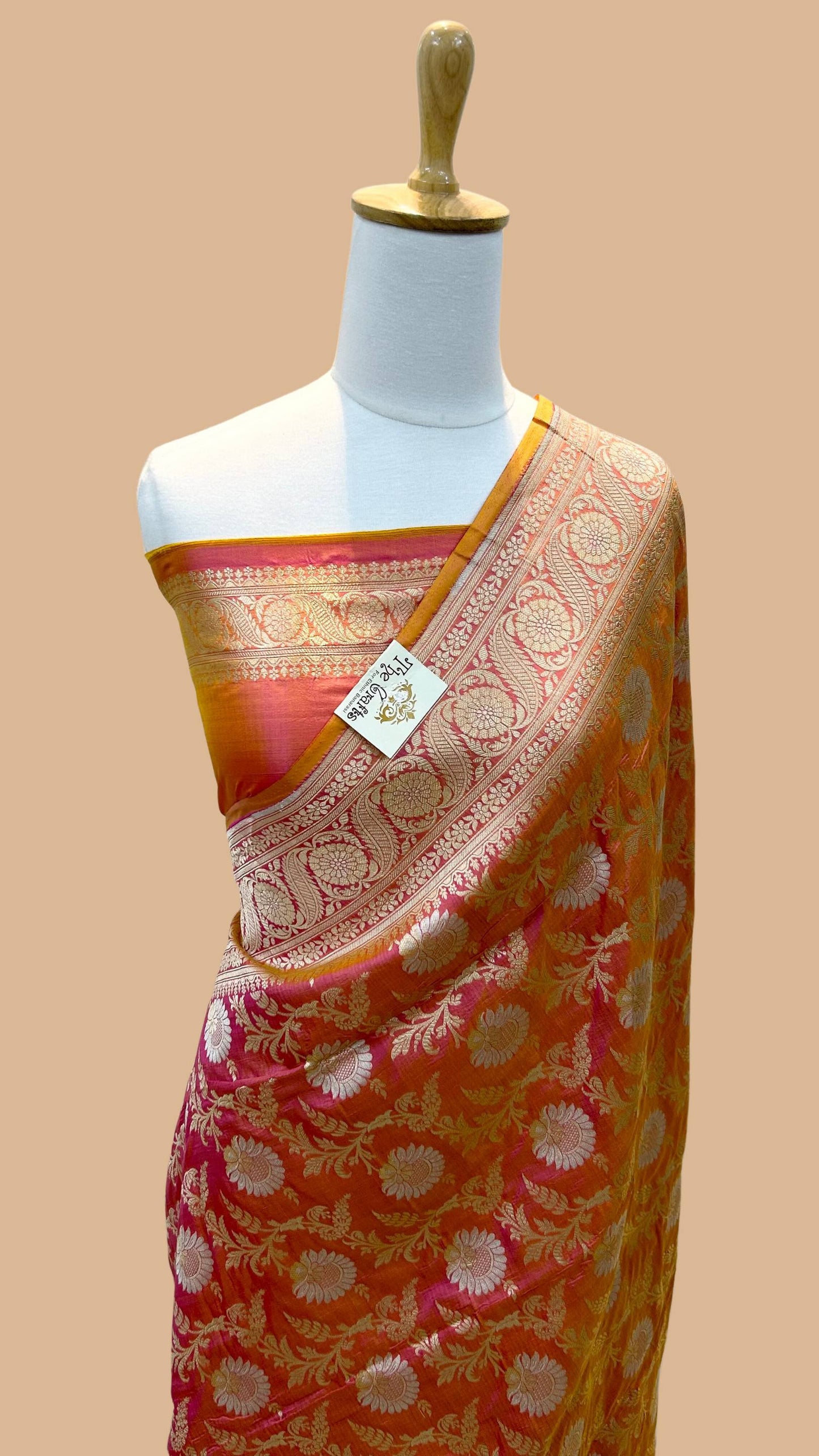 Pure Katan Silk Handloom Banarasi Saree - All over Sona roopa Jaal work