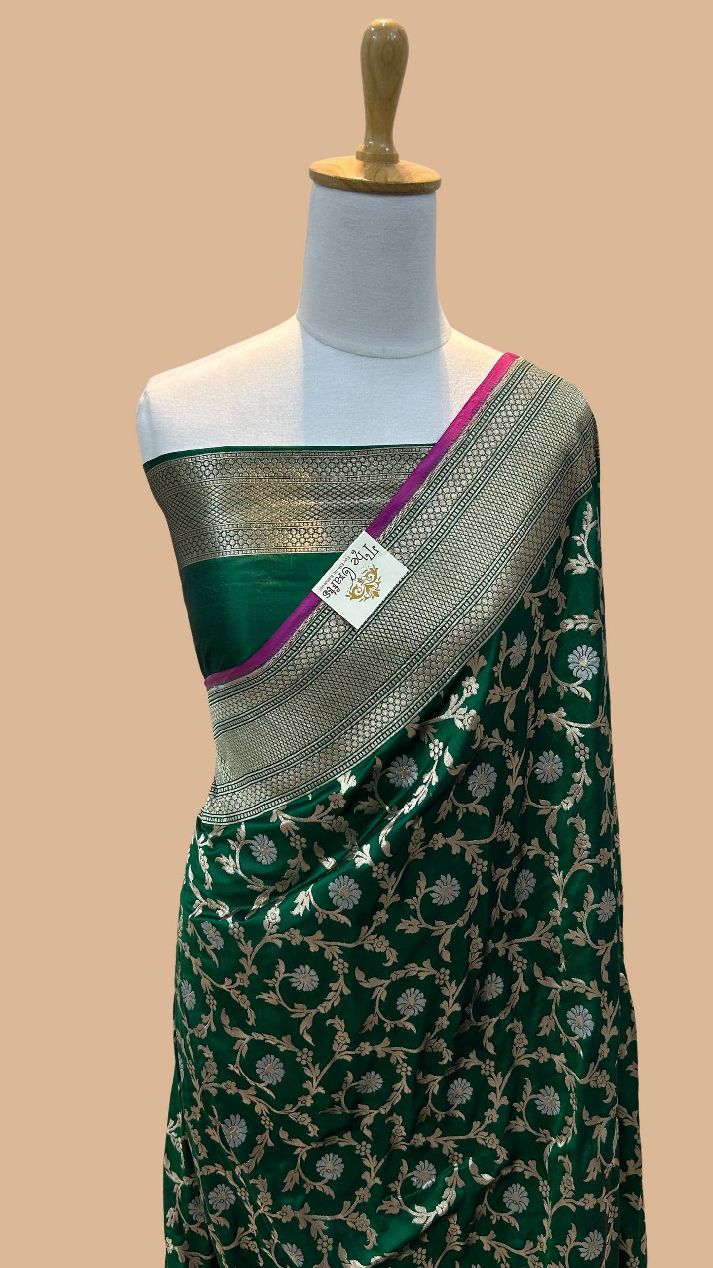 Pure Katan Silk Handloom Banarasi Saree - All over Sona Roopa Jaal work