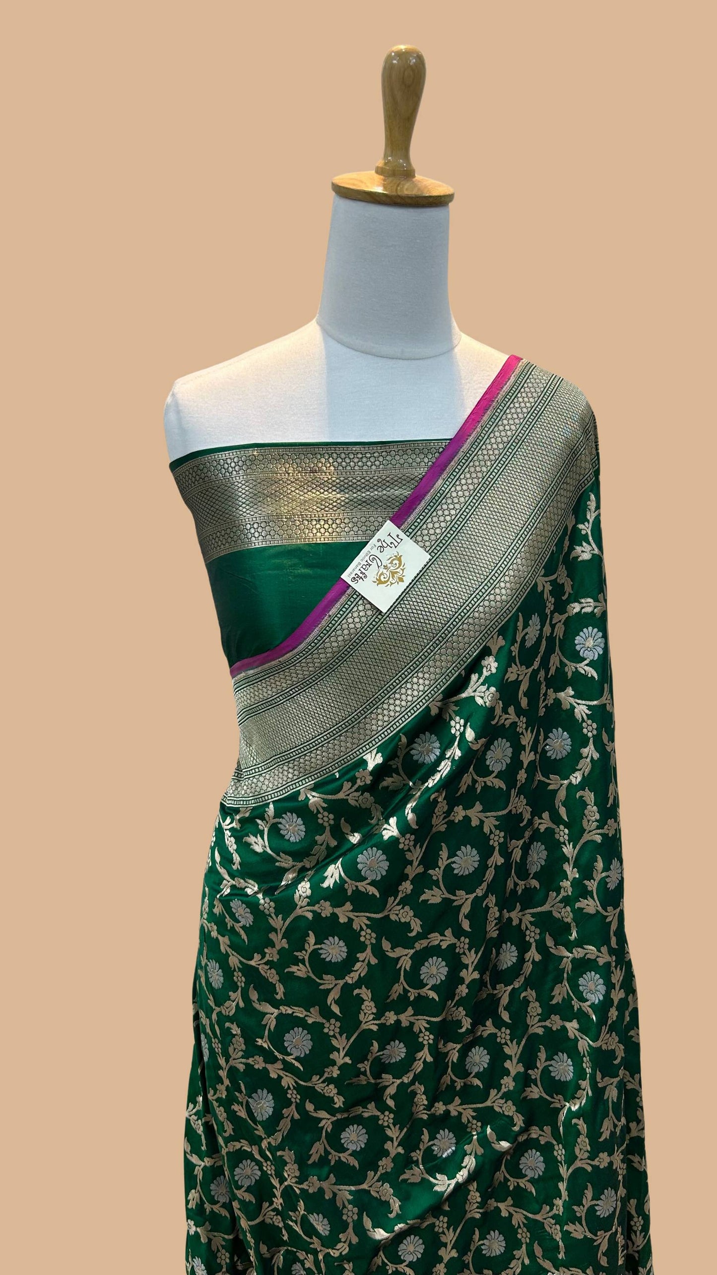 Pure Katan Silk Handloom Banarasi Saree - All over Sona Roopa Jaal work