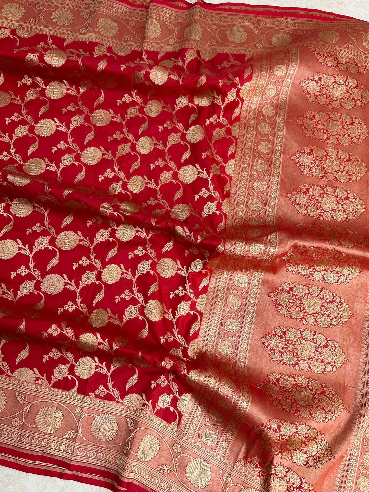 Pure Katan Silk Handloom Banarasi Saree - Jaal work