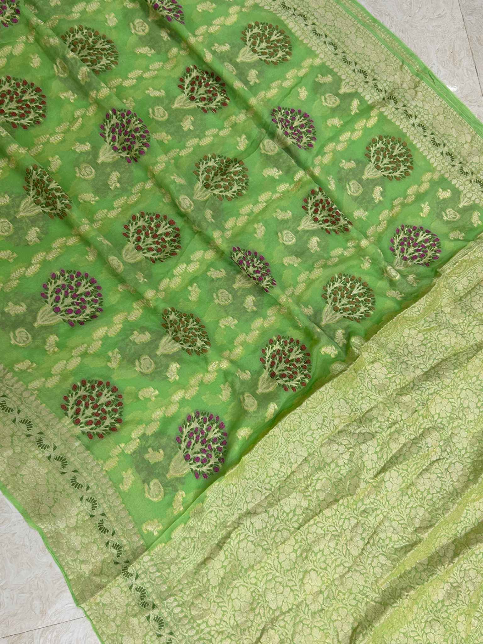 Pure Khaddi Chiffon Banarasi Saree