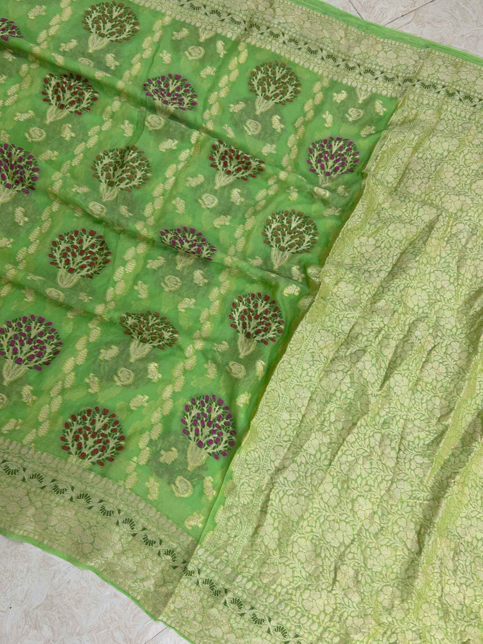 Pure Khaddi Chiffon Banarasi Saree