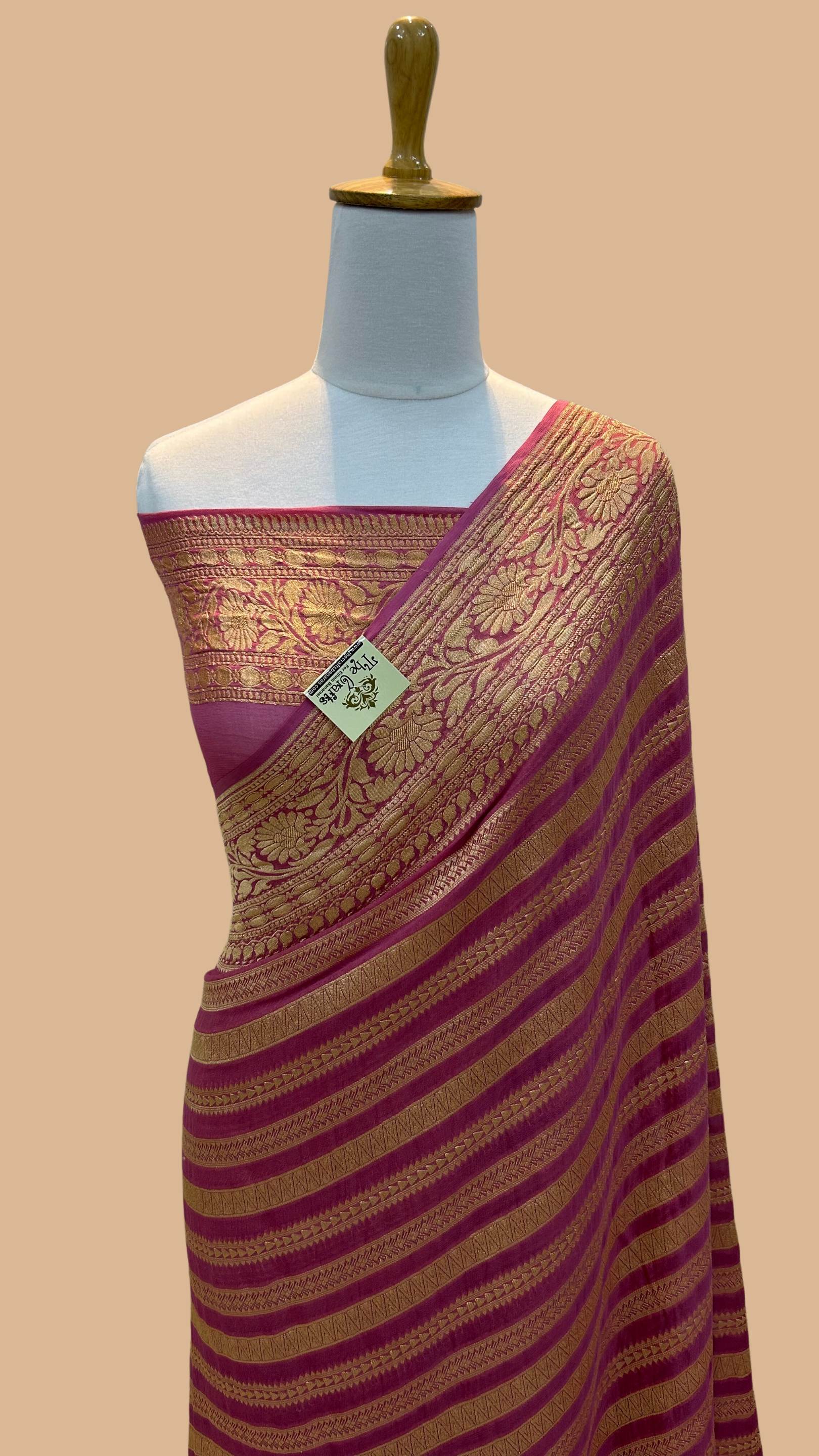Khaddi Georgette Banarasi Saree - Gold Zari
