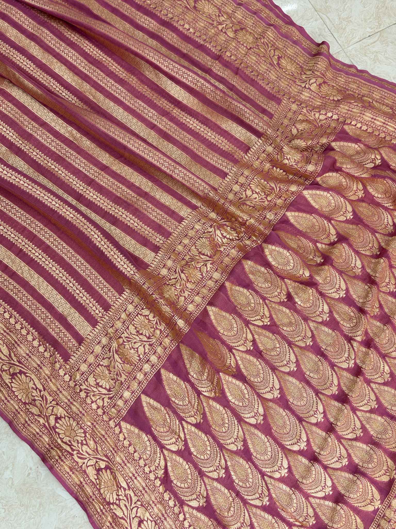 Khaddi Georgette Banarasi Saree - Gold Zari