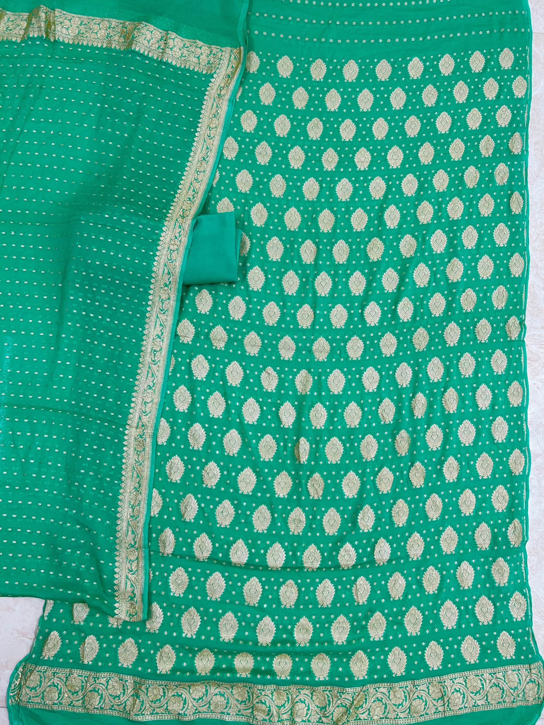 Khaddi Georgette Banarasi Dress Material