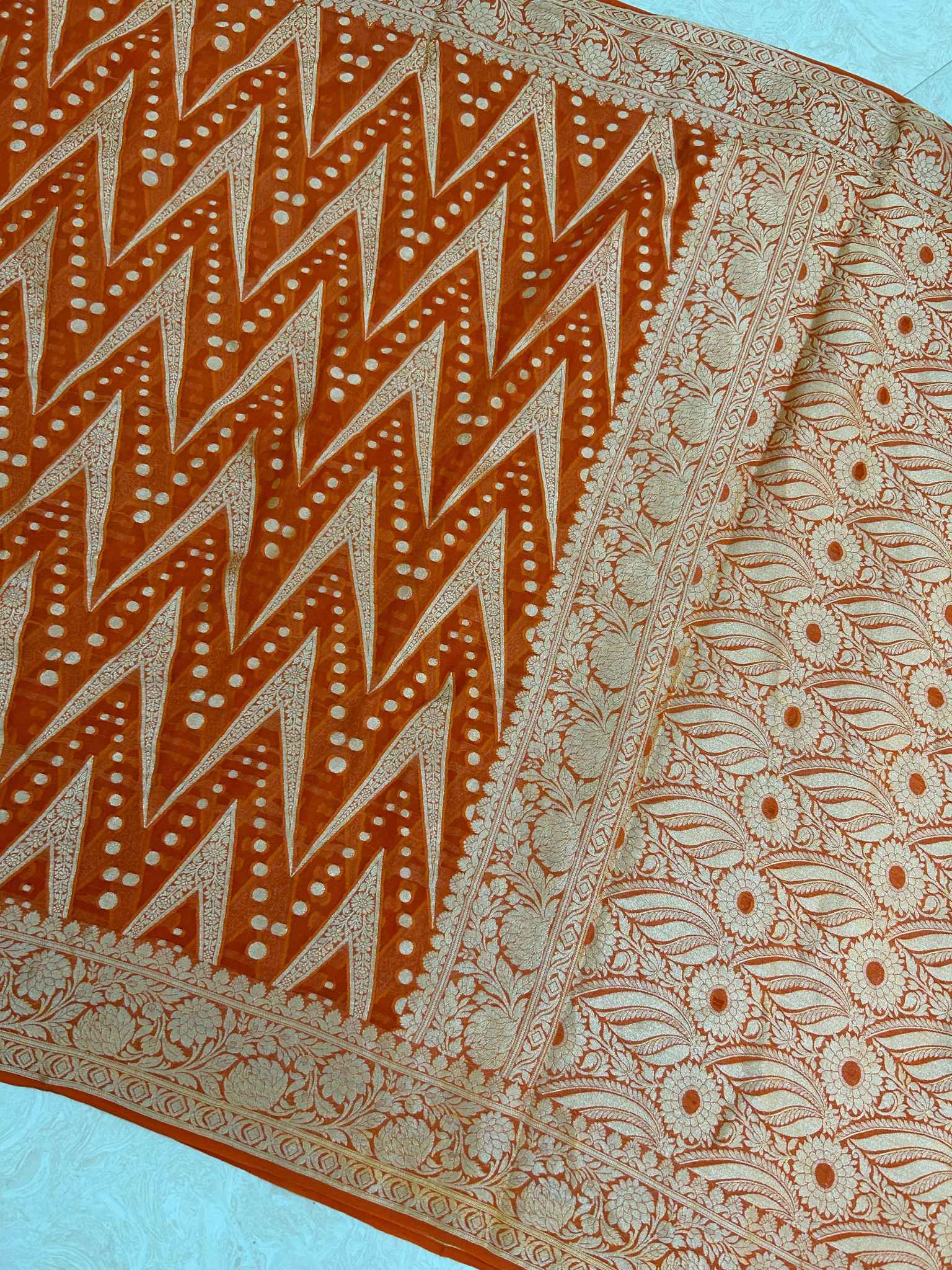 Pure Khaddi Chiffon Banarasi Saree