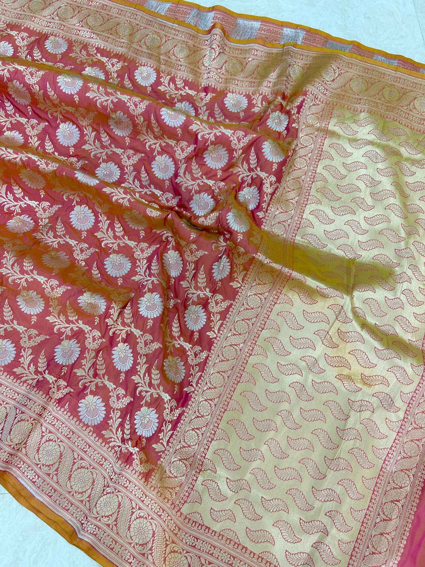 Pure Katan Silk Handloom Banarasi Saree - All over Sona roopa Jaal work