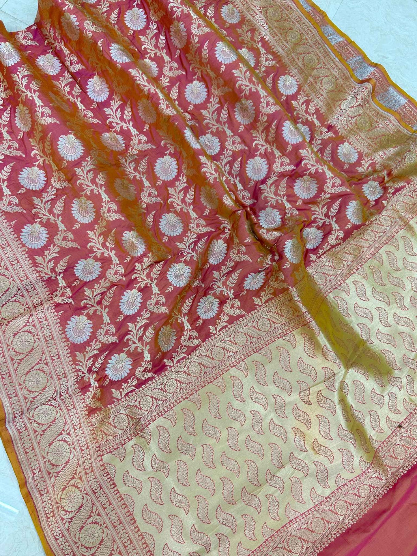 Pure Katan Silk Handloom Banarasi Saree - All over Sona roopa Jaal work