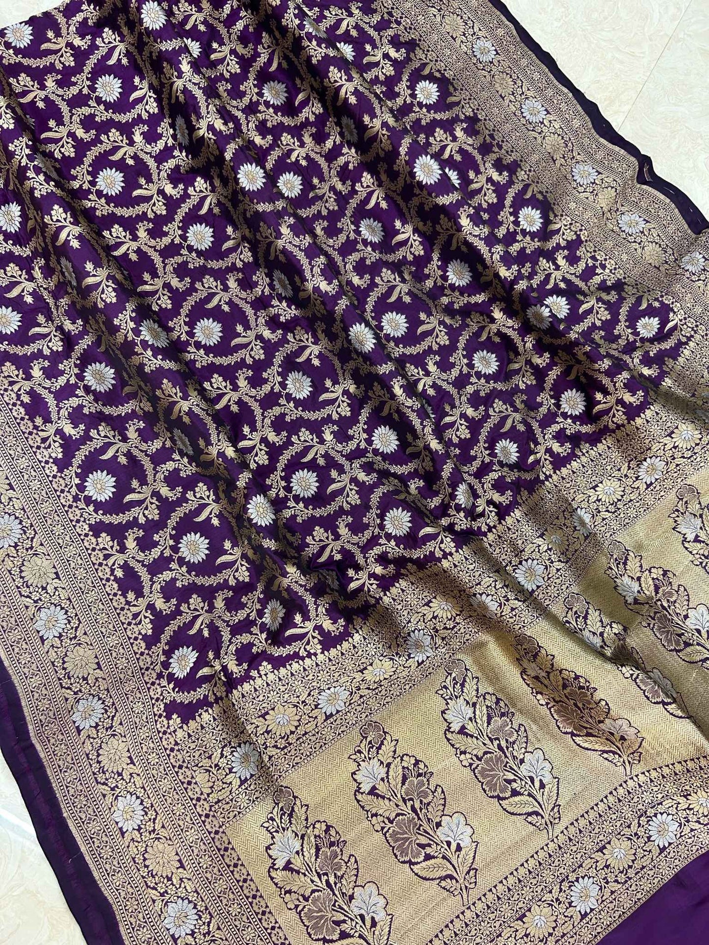 Pure Katan Silk Handloom Banarasi Saree - All over sona roopa Jaal work