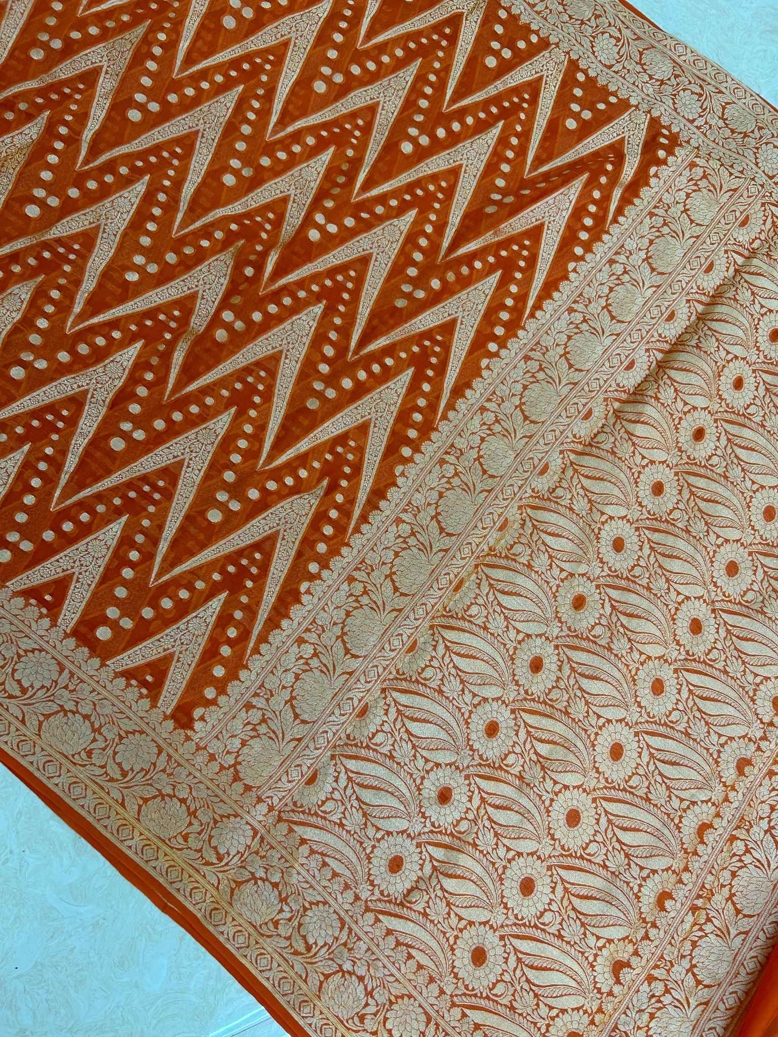 Pure Khaddi Chiffon Banarasi Saree