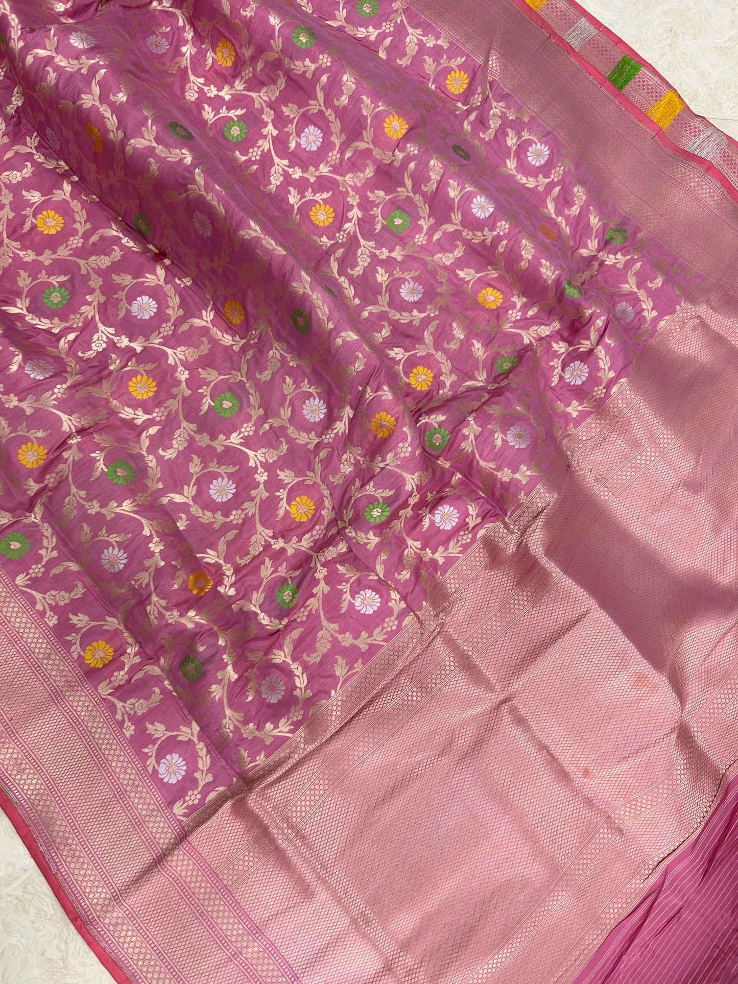 Pure Katan Silk Handloom Banarasi Saree - Jaal work with meenakari