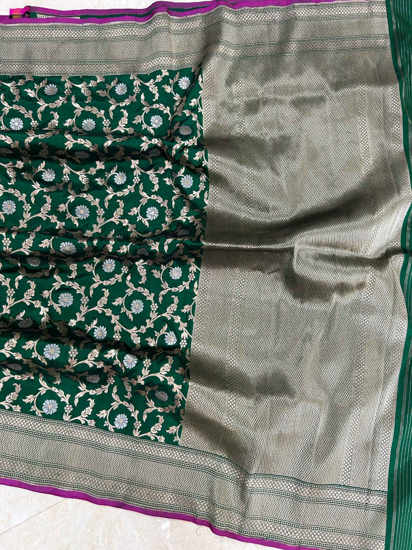 Pure Katan Silk Handloom Banarasi Saree - All over Sona Roopa Jaal work