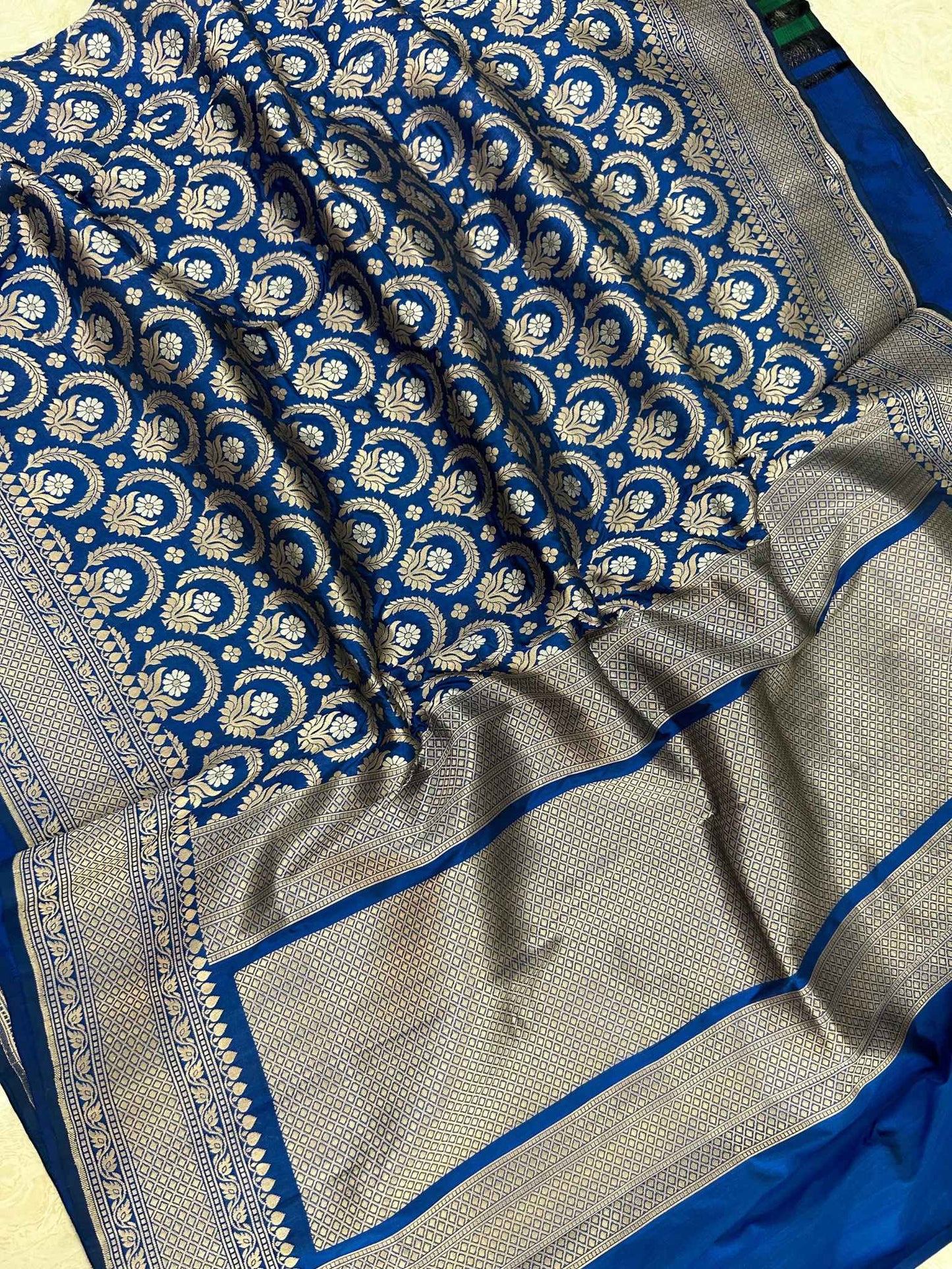 Pure Katan Silk Handloom Banarasi Saree - All over Sona roopa Jaal work