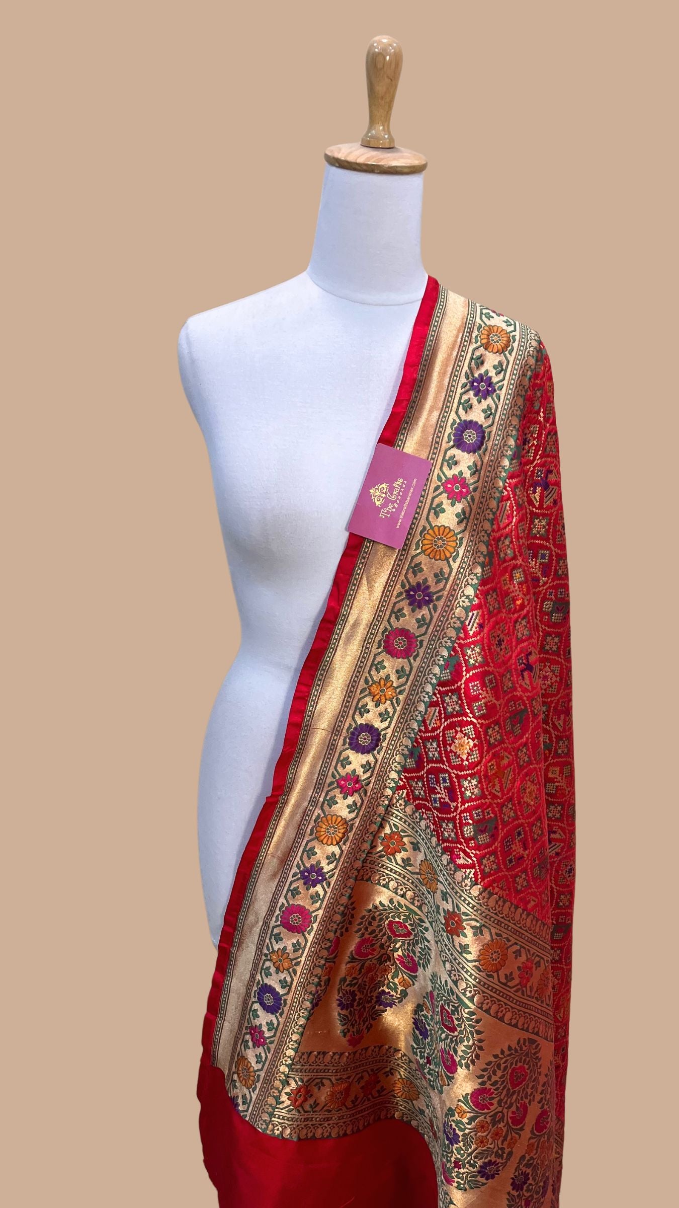 Pure Katan Silk Handloom Jamdani Banarasi Dupatta