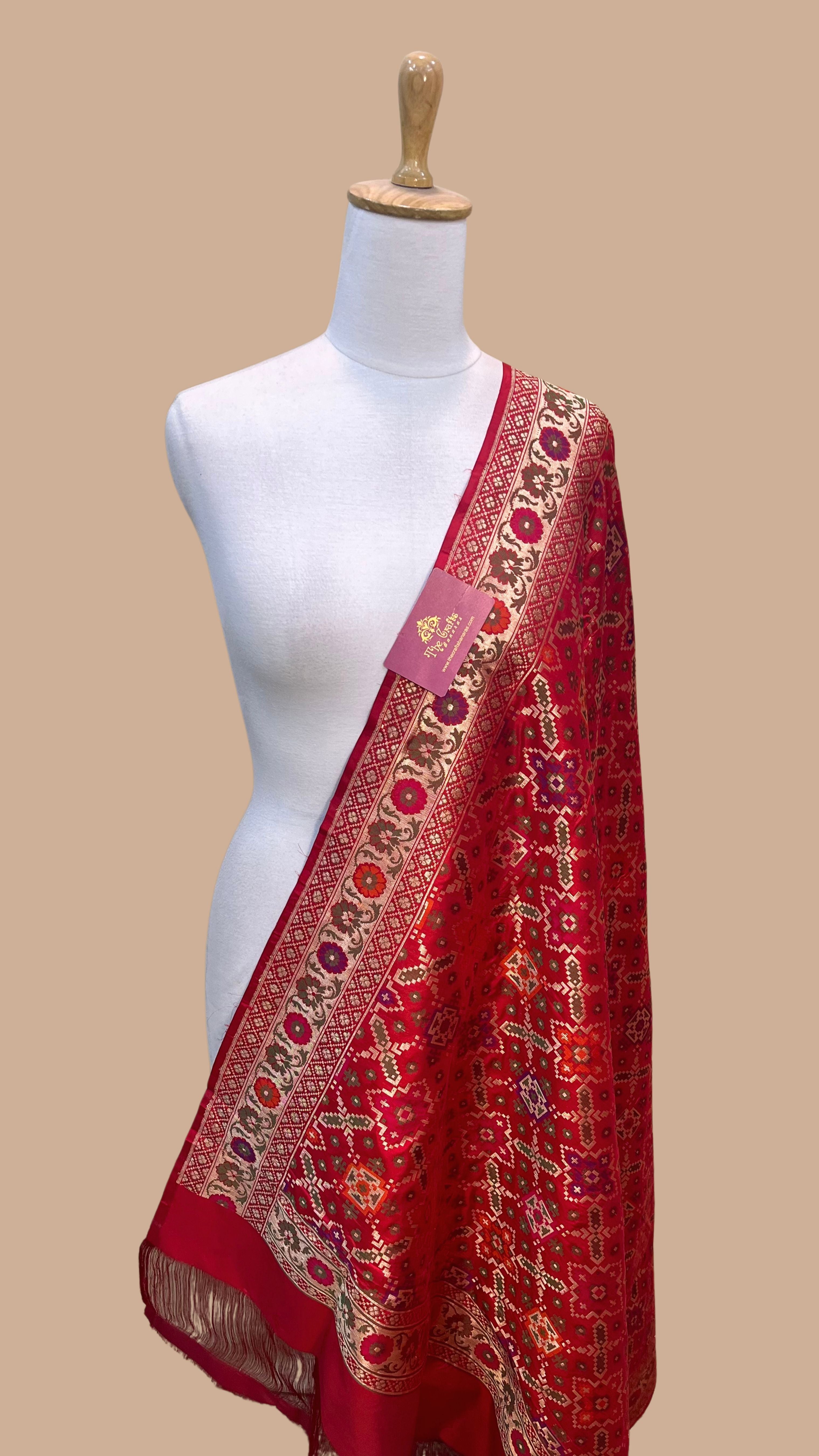 Pure Katan Silk Handloom Jamdani Banarasi Dupatta