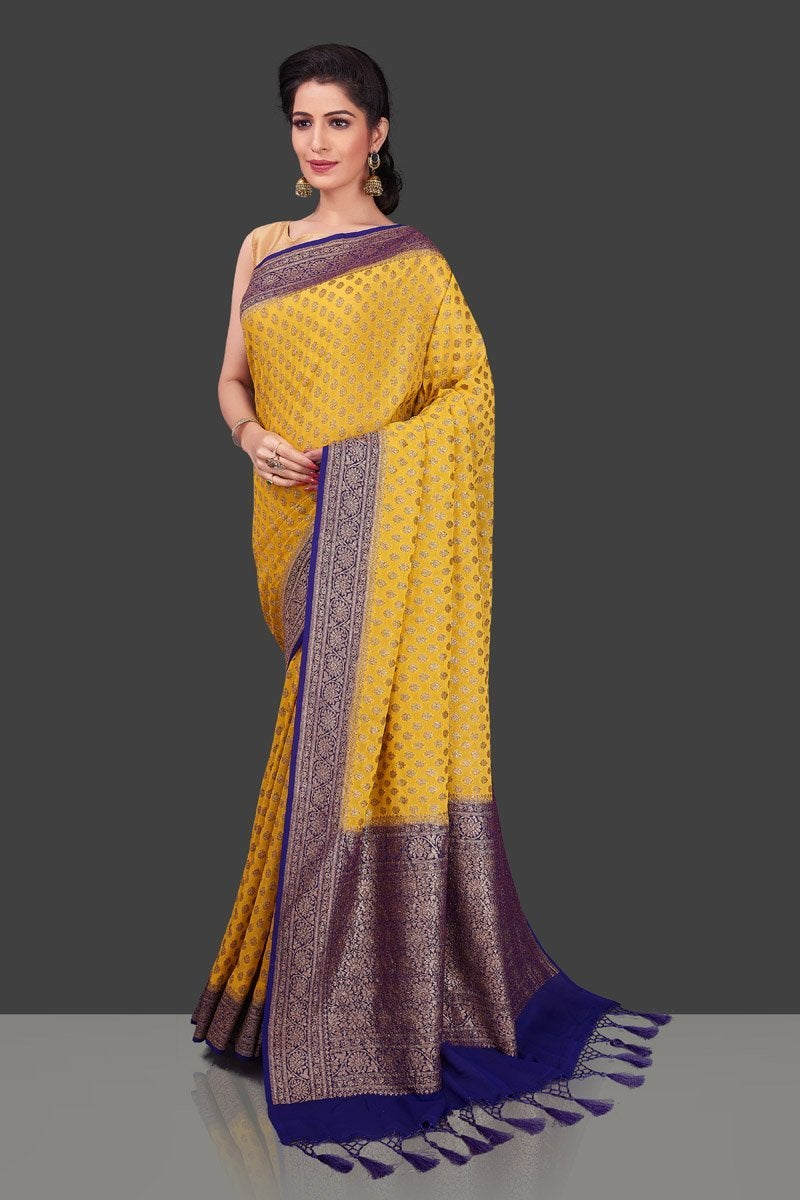 Khaddi Georgette Banarasi Saree - Antique Zari - The Crafts Clothing