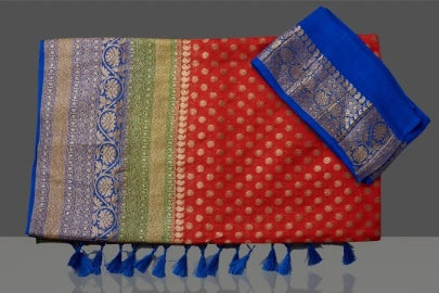 Khaddi Georgette Banarasi Saree - Antique Zari - The Crafts Clothing