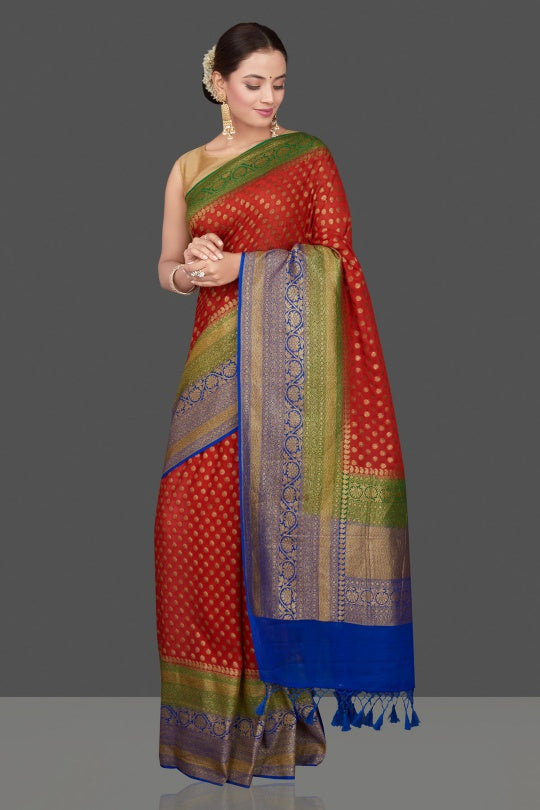 Khaddi Georgette Banarasi Saree - Antique Zari - The Crafts Clothing